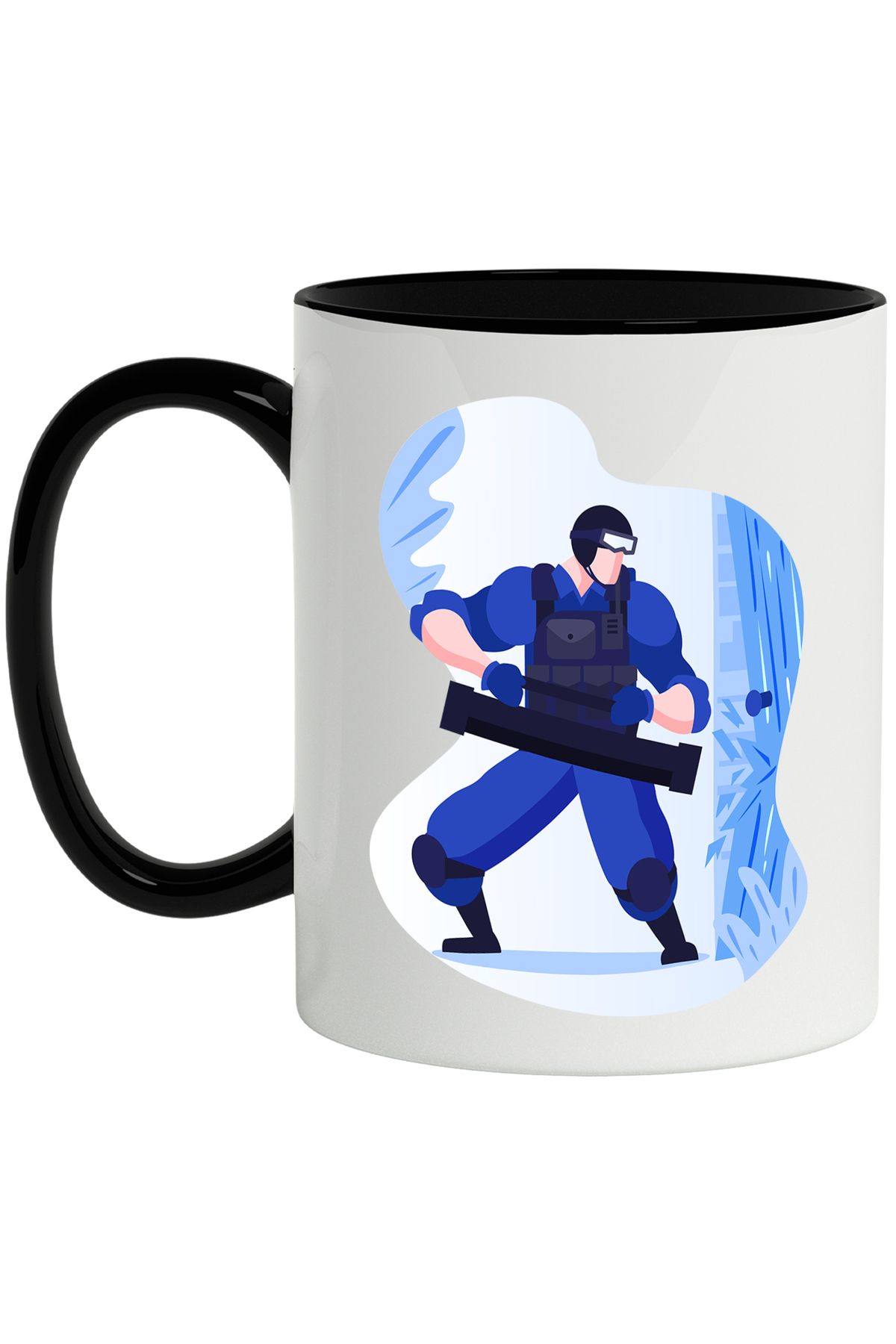 StoryGift Romania Cana Cu Politist, Politie, Usa, Berbec, Multicolor 330 Ml, Ceramica Cu Maner Neg, Cu Maner Negru - One Size