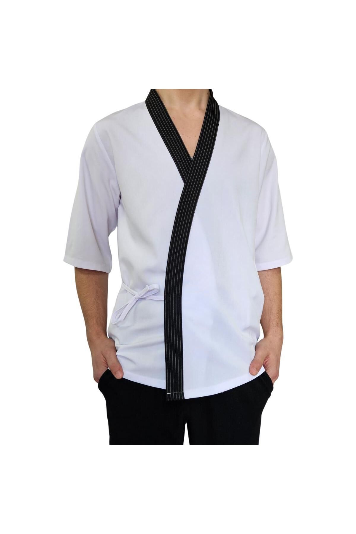 FORMTEKS Sushi Şef Kimono Ceketi Beyaz Çizgili