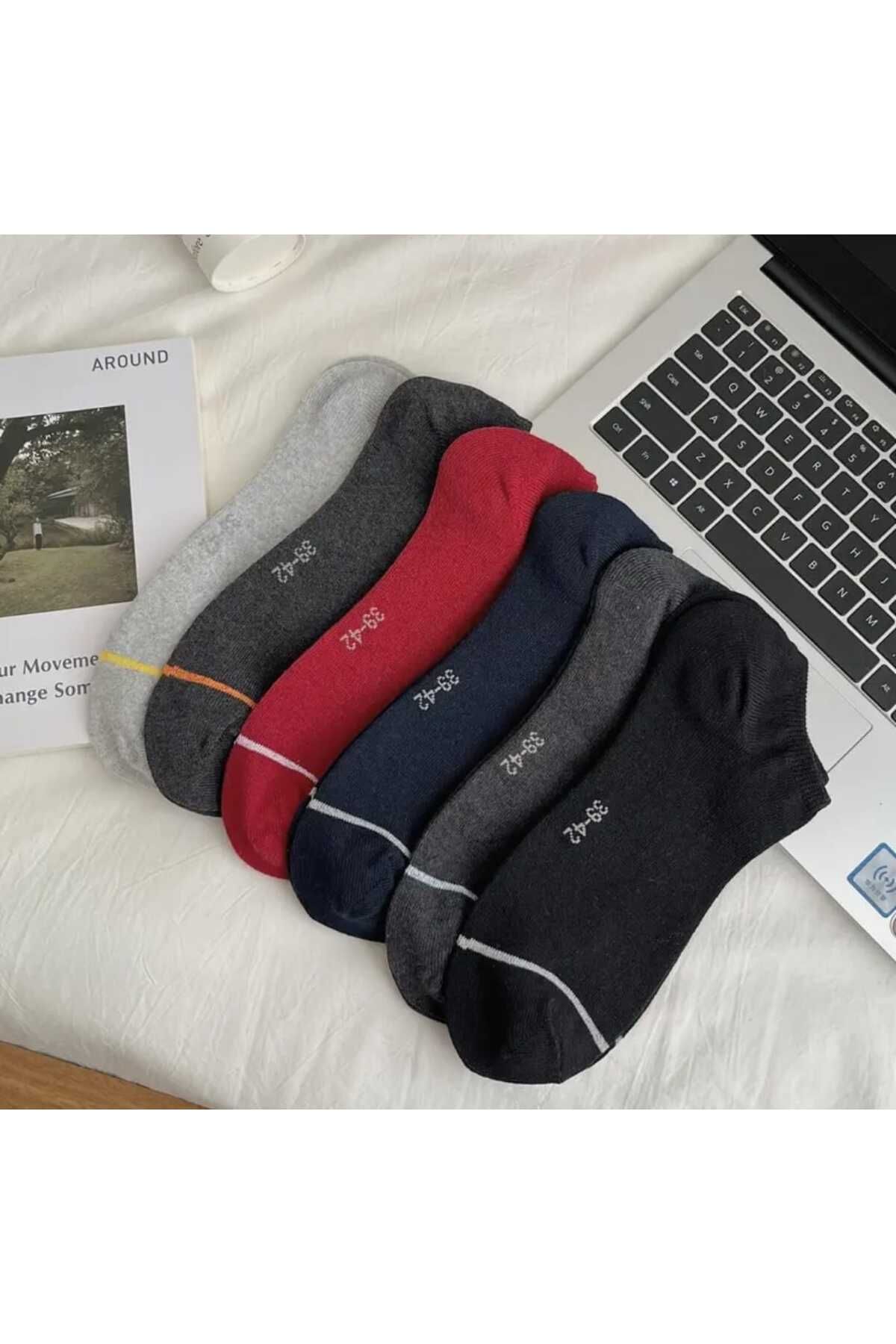 HTC SOCKS 6 Çift Renkli Erkek Patik Çorap Kısa Çorap