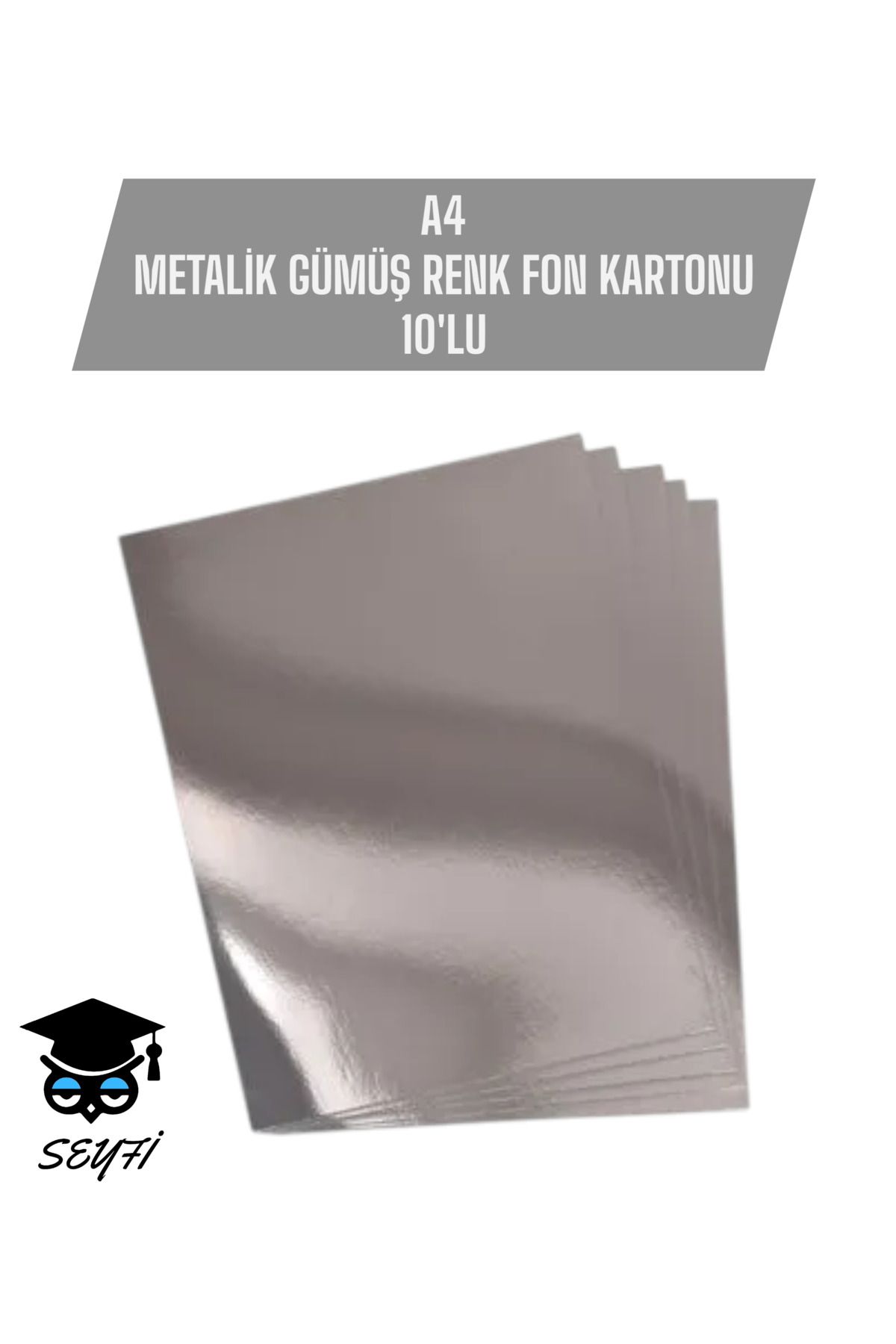 SEYFİKİRTASİYE A4 20X30 CM METALİK GÜMÜŞ RENK FON KARTONU 10'LU