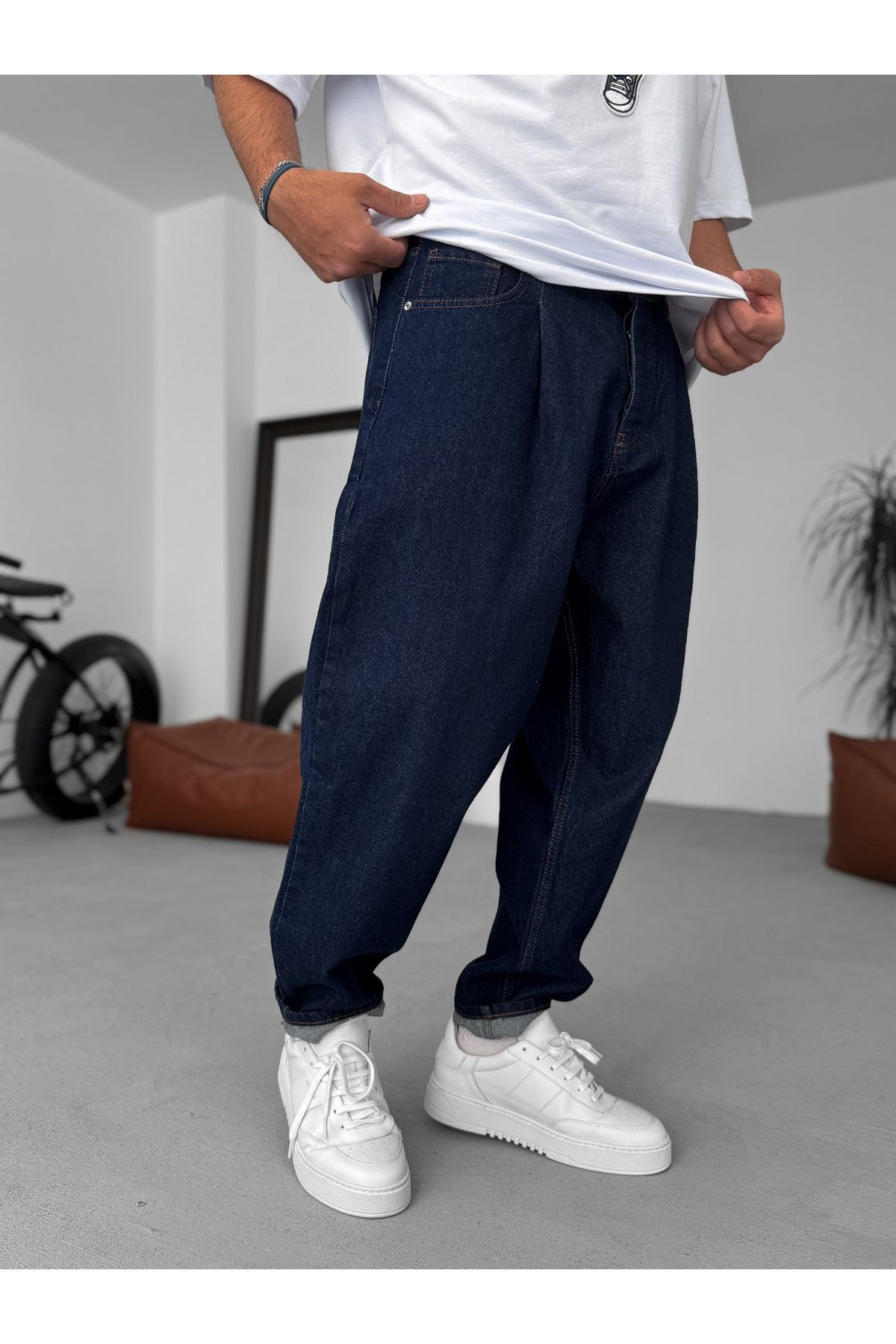 BYBASICMAN Lacivert Balon Fit Yıkamalı Jean KE-805/796/801