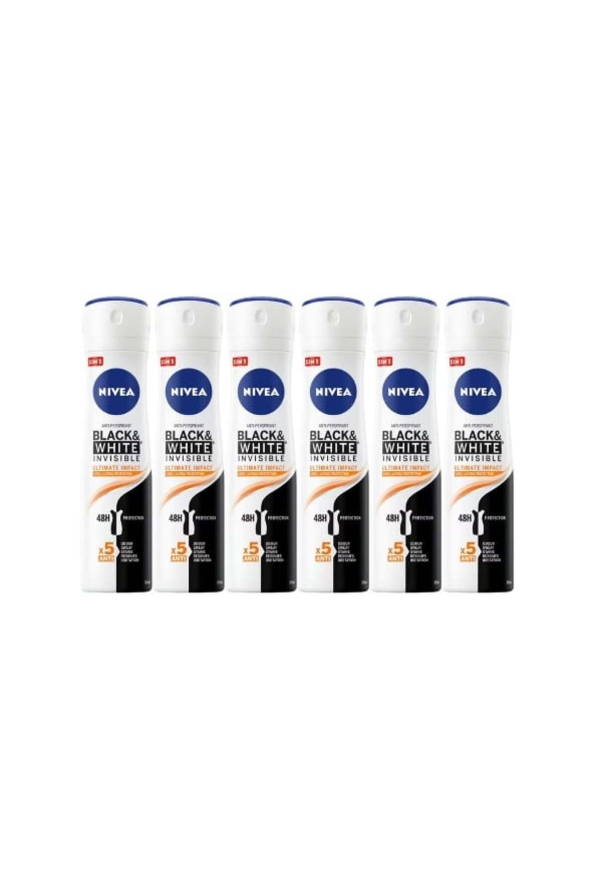 NIVEA Set 6 X Deodorant Antiperspirant Pentru Femei 150ml Black&white Invisible Ultimate Impact - One Size