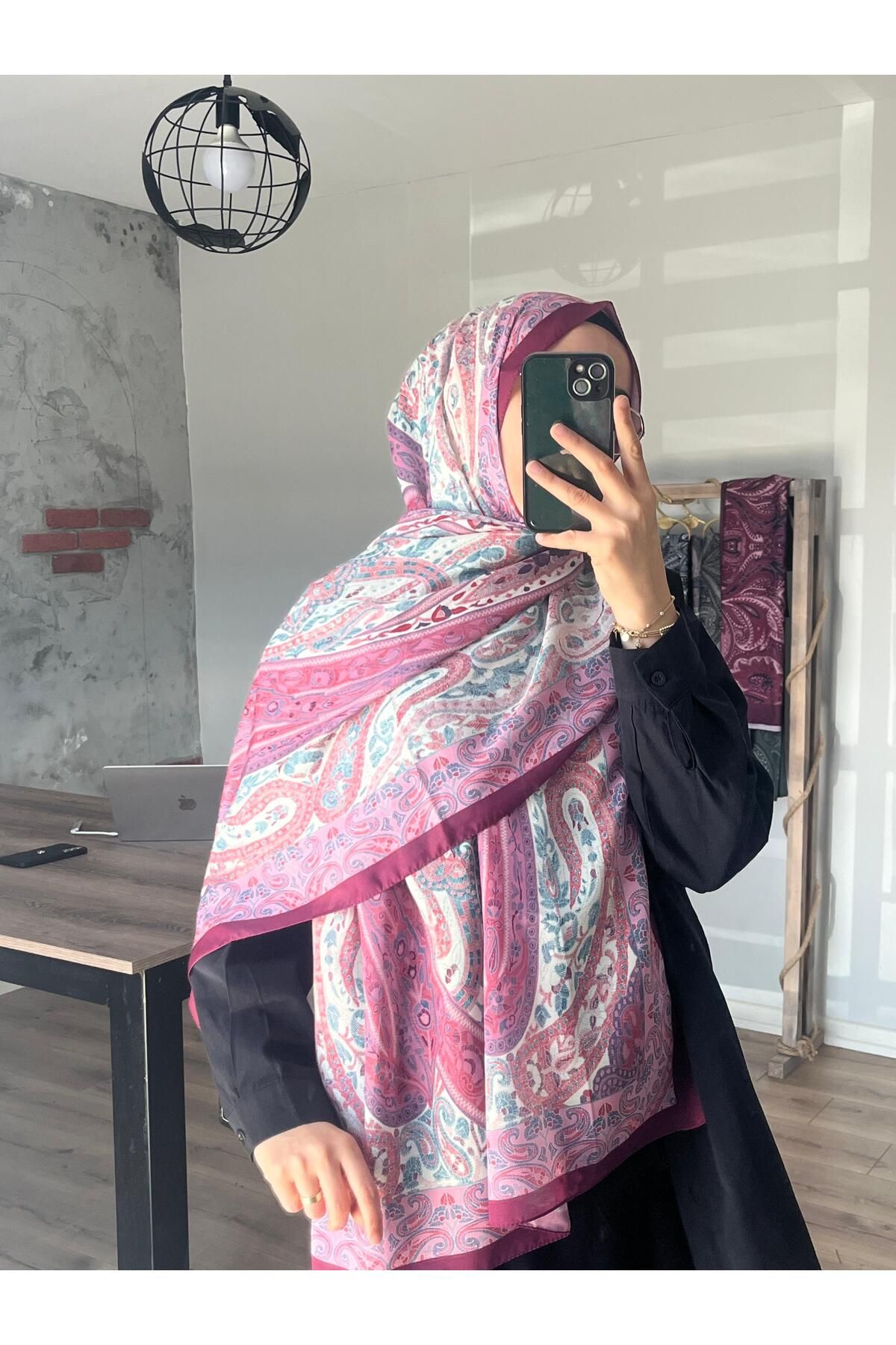 Merwiss Etnik Desen Soft Milano Pembe Şal