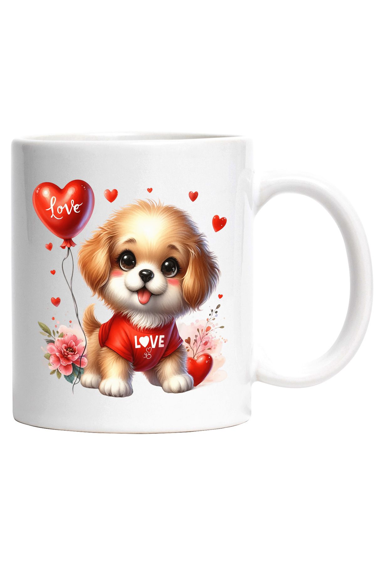 StoryGift Romania Cana Cu Un Catelus Vesel Si Jucaus | Ilustratie | Afectiune | Apreciere | Mesaju, Cu Maner Alb - One Size