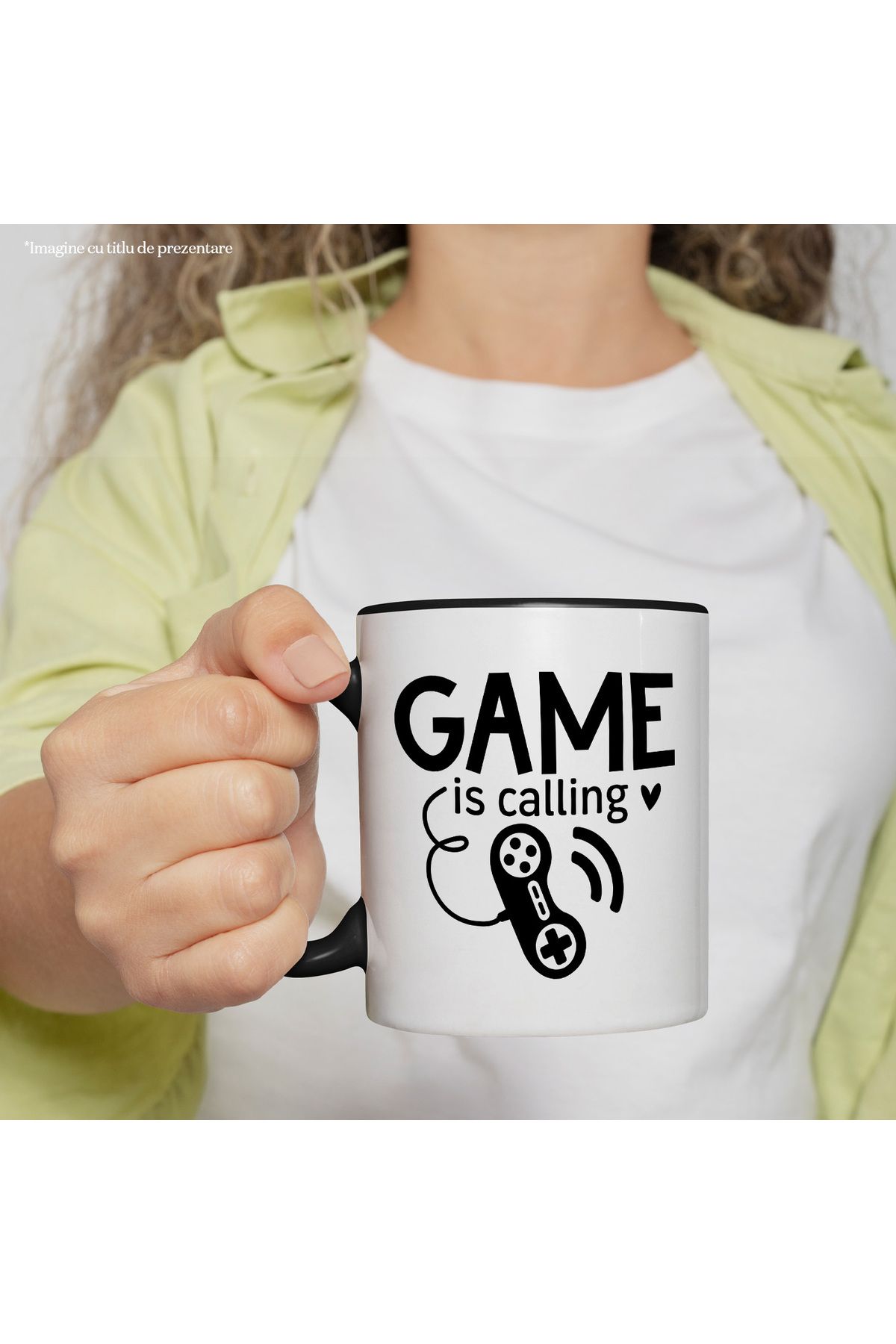 StoryGift Romania-Cana cu o inimioara si un controller cu textul "Game is calling" - jocul ma chea, Cu Maner Negru 2