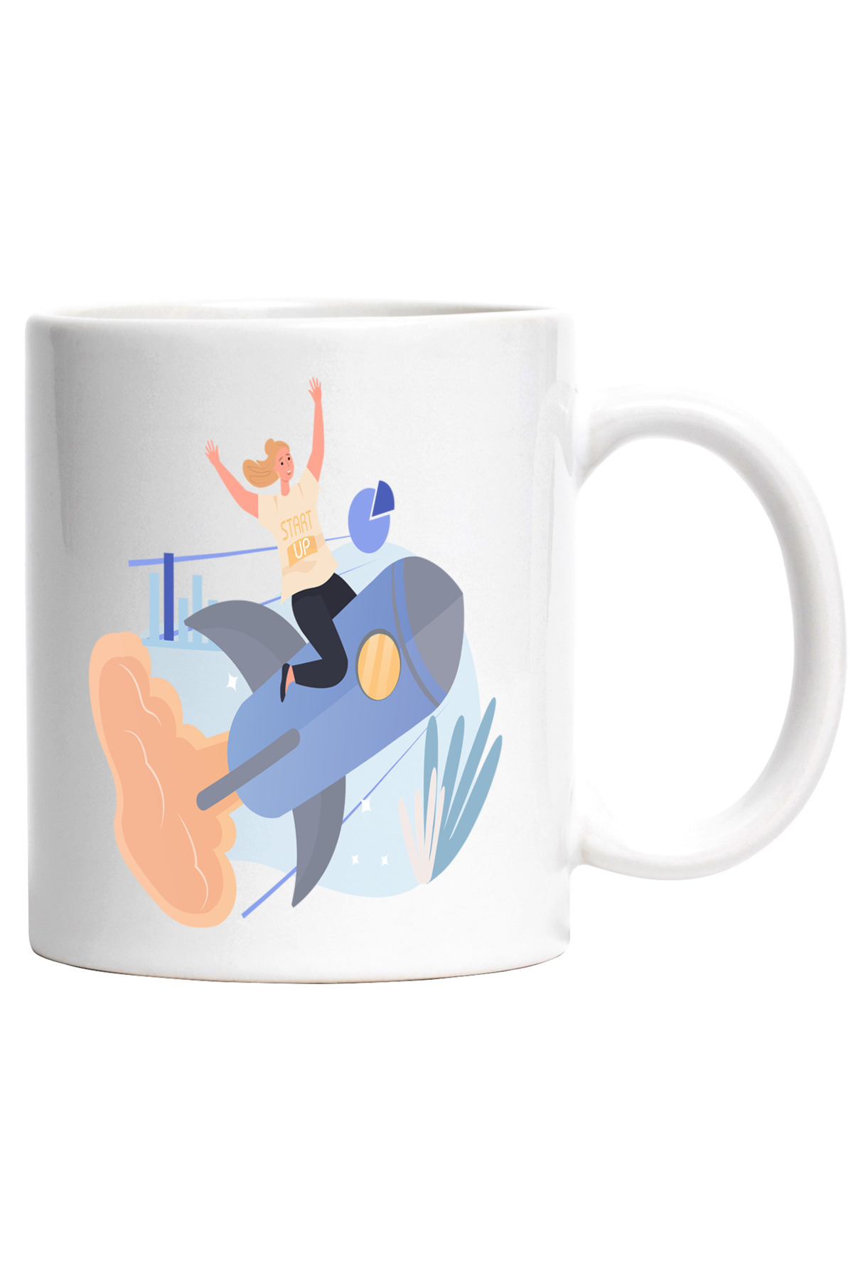 StoryGift Romania Cana Cu Racheta, Start Up, Performanta, Lansare, Multicolor 330 Ml, Ceramica Cu , Cu Maner Alb - One Size