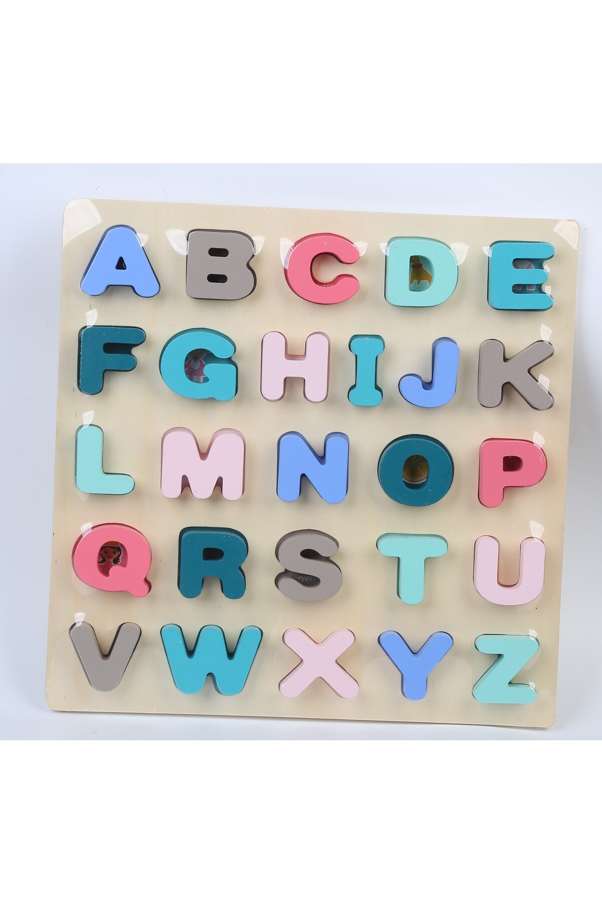 - پازل چوبی حروف الفبا فیروزه‌ای - ۲۶ تکه