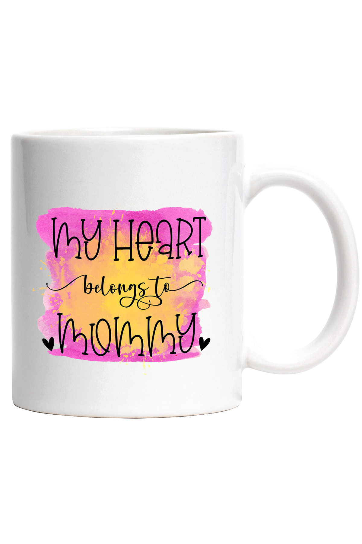 StoryGift Romania Cana Cu Mesajul " My Heart Belongs To Mommy", Ilustratie, Mama, Inima Mea Ii Apa, Cu Maner Alb - One Size