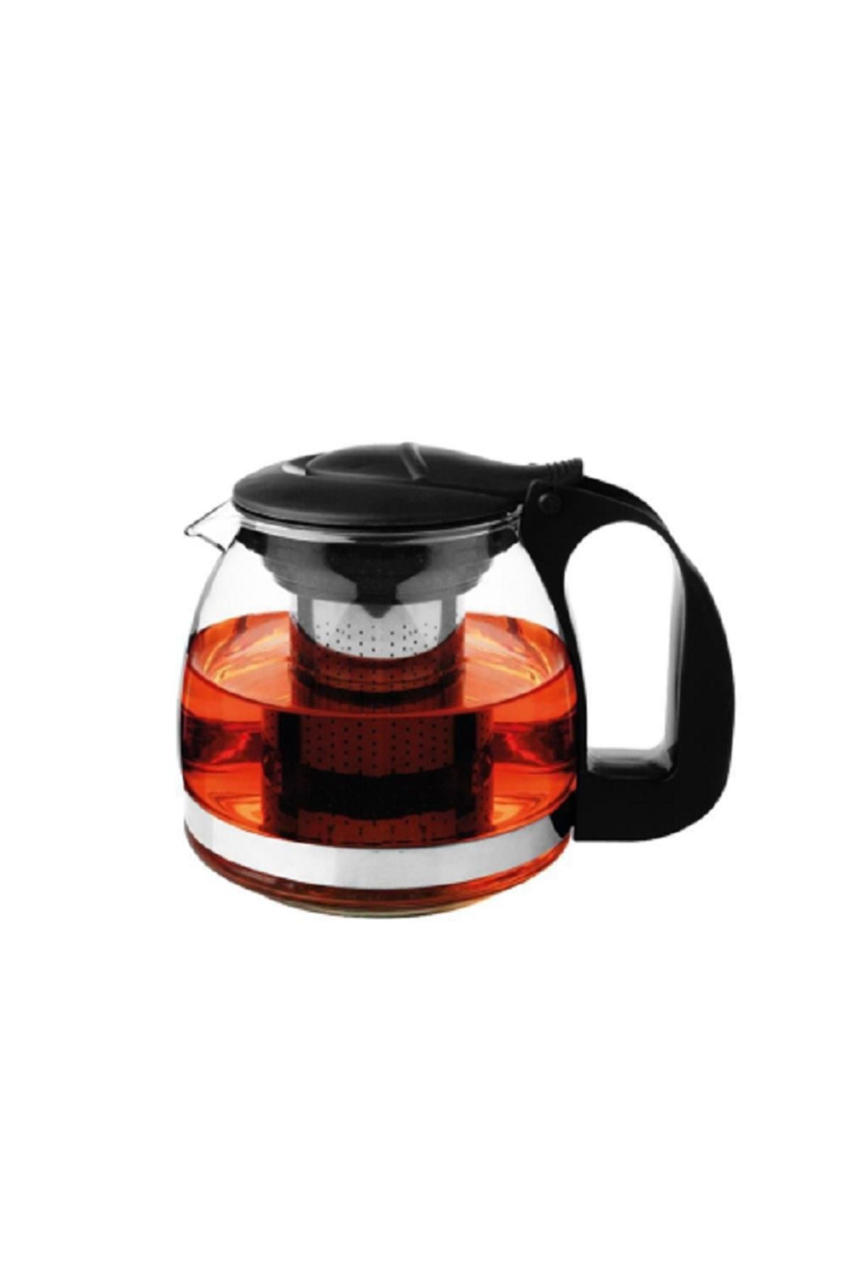 kaya avm Süzgeçli Cam Demlik 700 Ml Tea Pot Çaydanlık Siyah