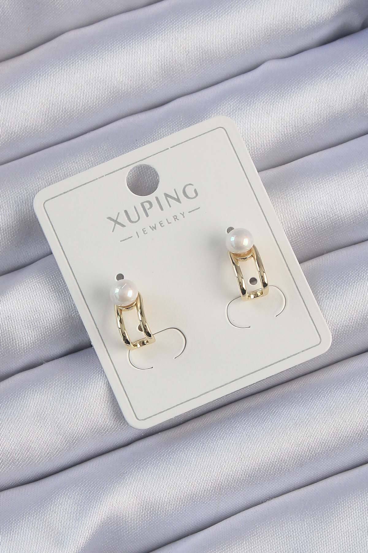 melfxxl eticaret Xuping Gold Renk İnci Taşlı Halka Küpe - Lisinya