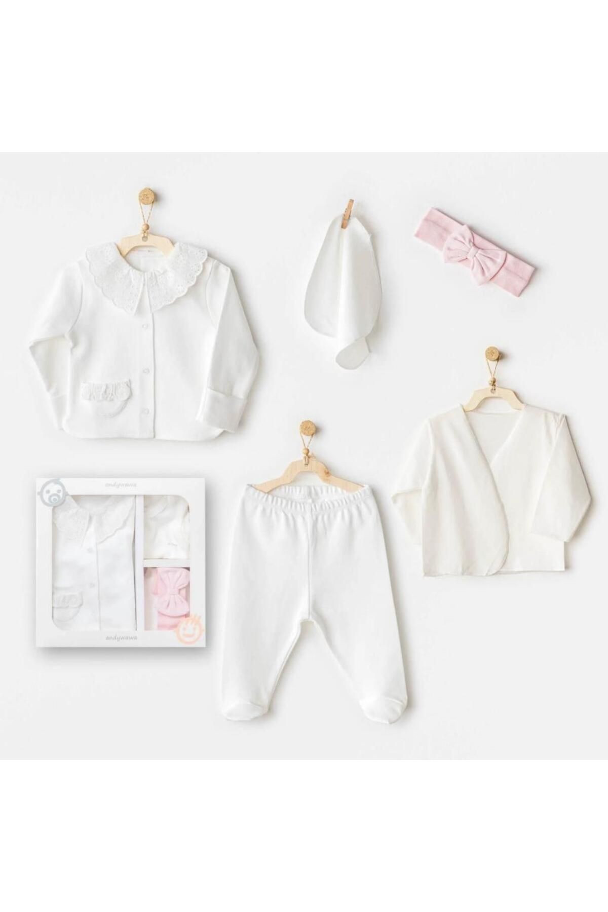 çankaya giyim uğur çankaya Nessiworld Andywawa AC25650 Cuddly Bunny Bear 5'Li Hastane Çıkışı Ecru Pink
