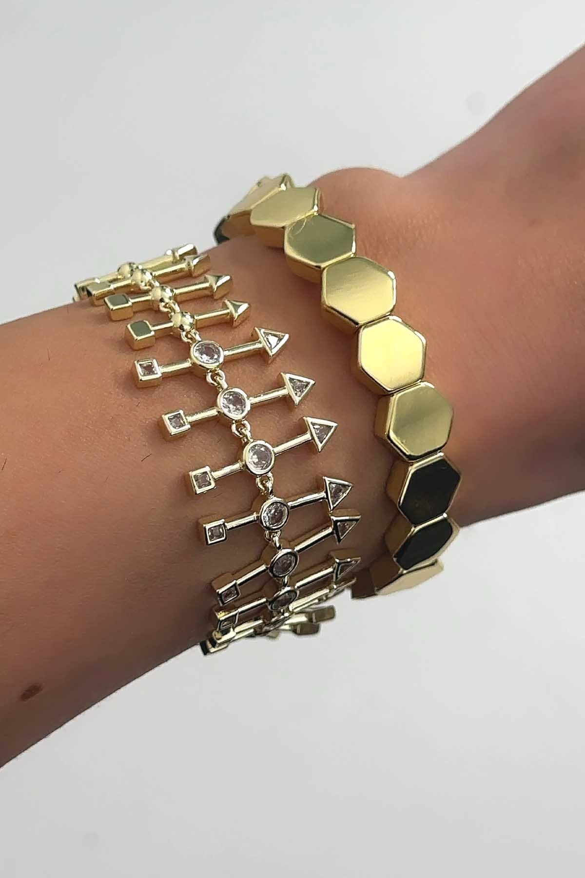 BYP Atelier Taşlı Sıralı Bileklik Gold