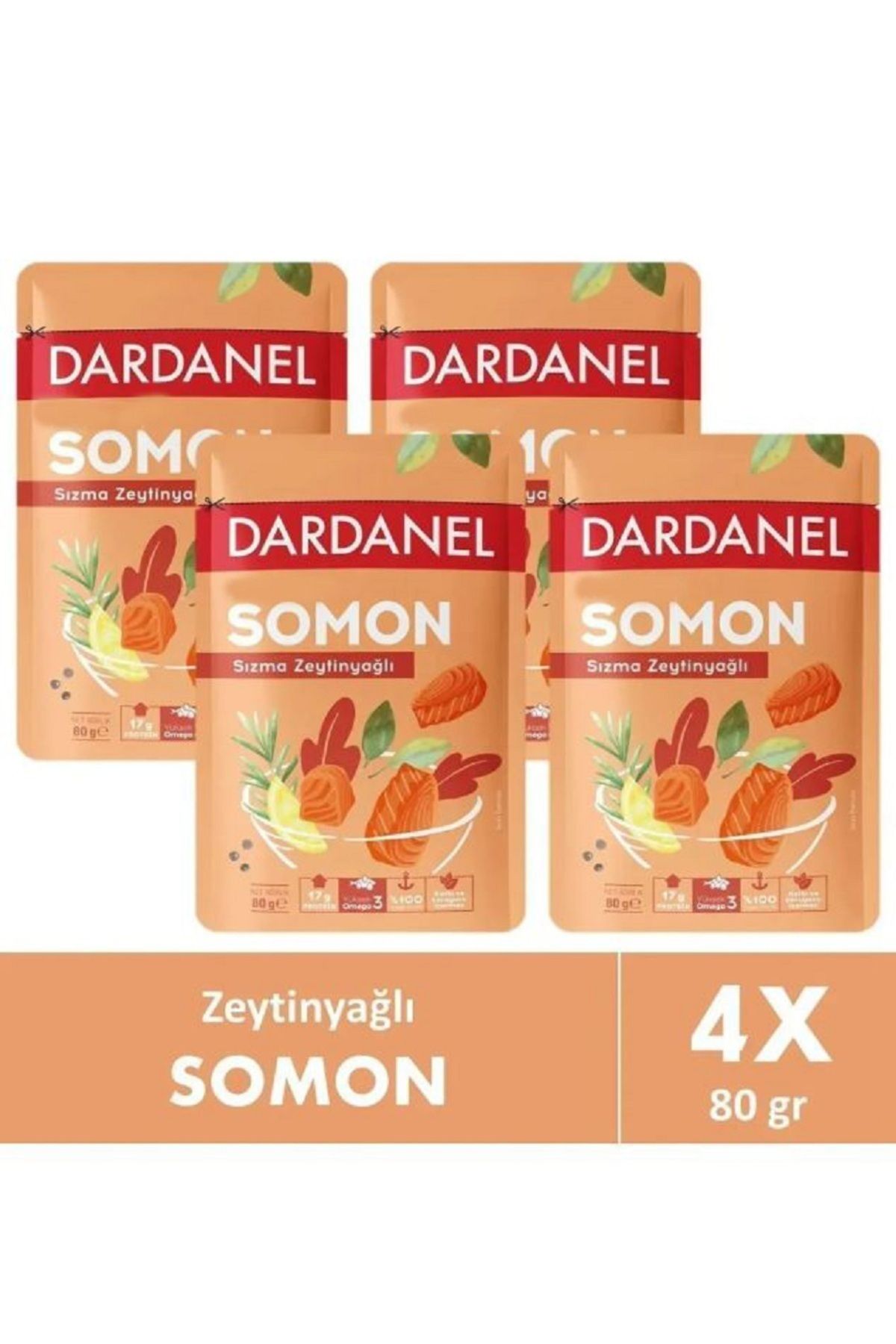 Dardanel Zeytinyağlı Somon Poşet 80 gr x 4 Adet