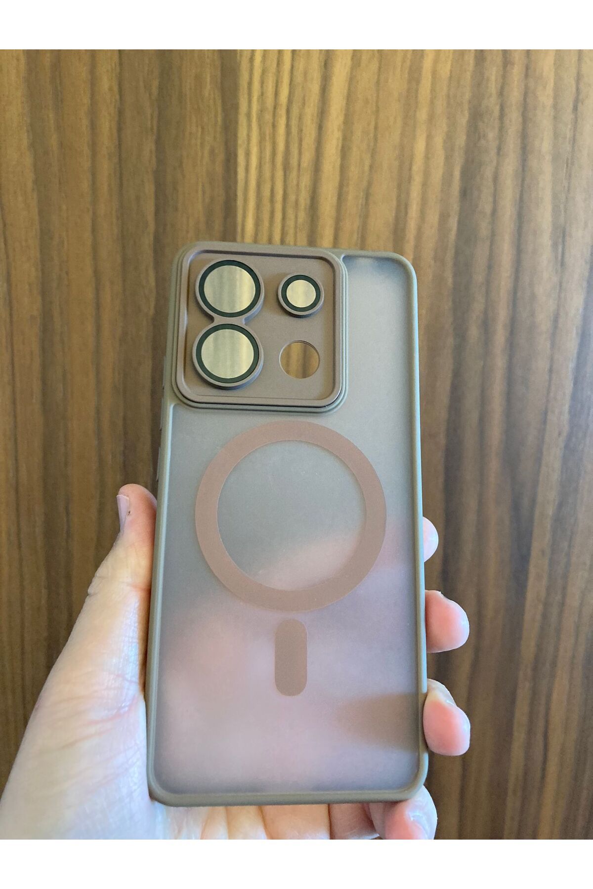 Newon XİAOMİ REDMİ NOTE 13 PRO 5G ÇÖL RENGİ LENSLİ BUZLU MAGSAFE SİLİKON TELEFON KILIFI KAPAK
