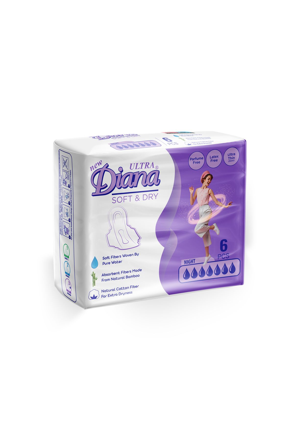 Diana Yeni Bambo Kadin Pedi Gece 6 adet x 6