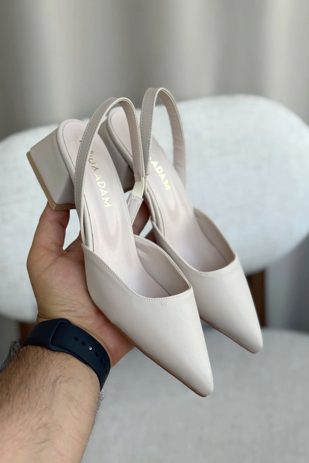 GOFFSHOES Kadın Monaco Kısa Topuklu Ayakkabı - Ten Deri