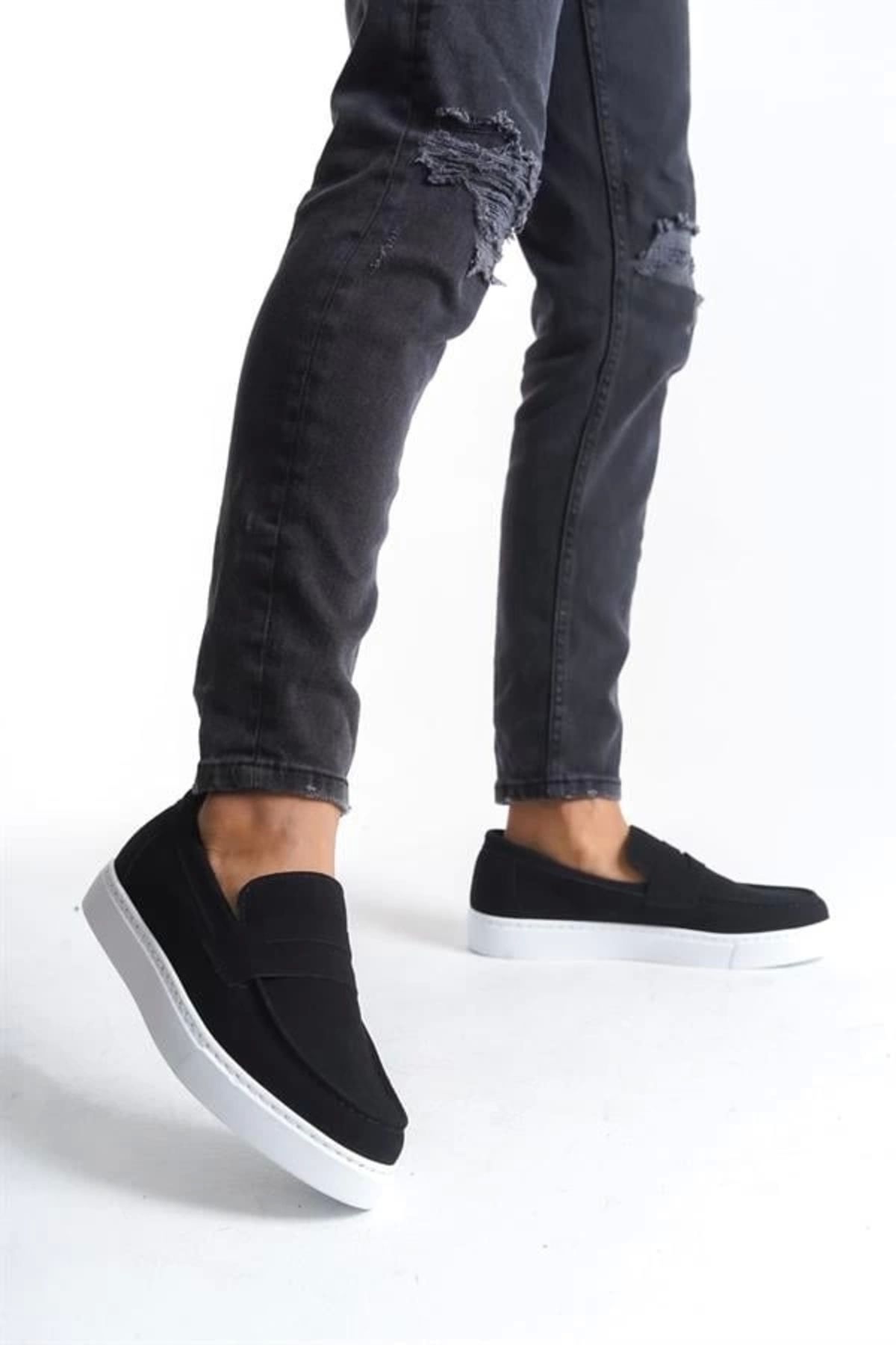 Store SLW180 Estilo X Bağcıksız Süet Erkek Günlük Spor Klasik Ayakkabı SBT - Siyah