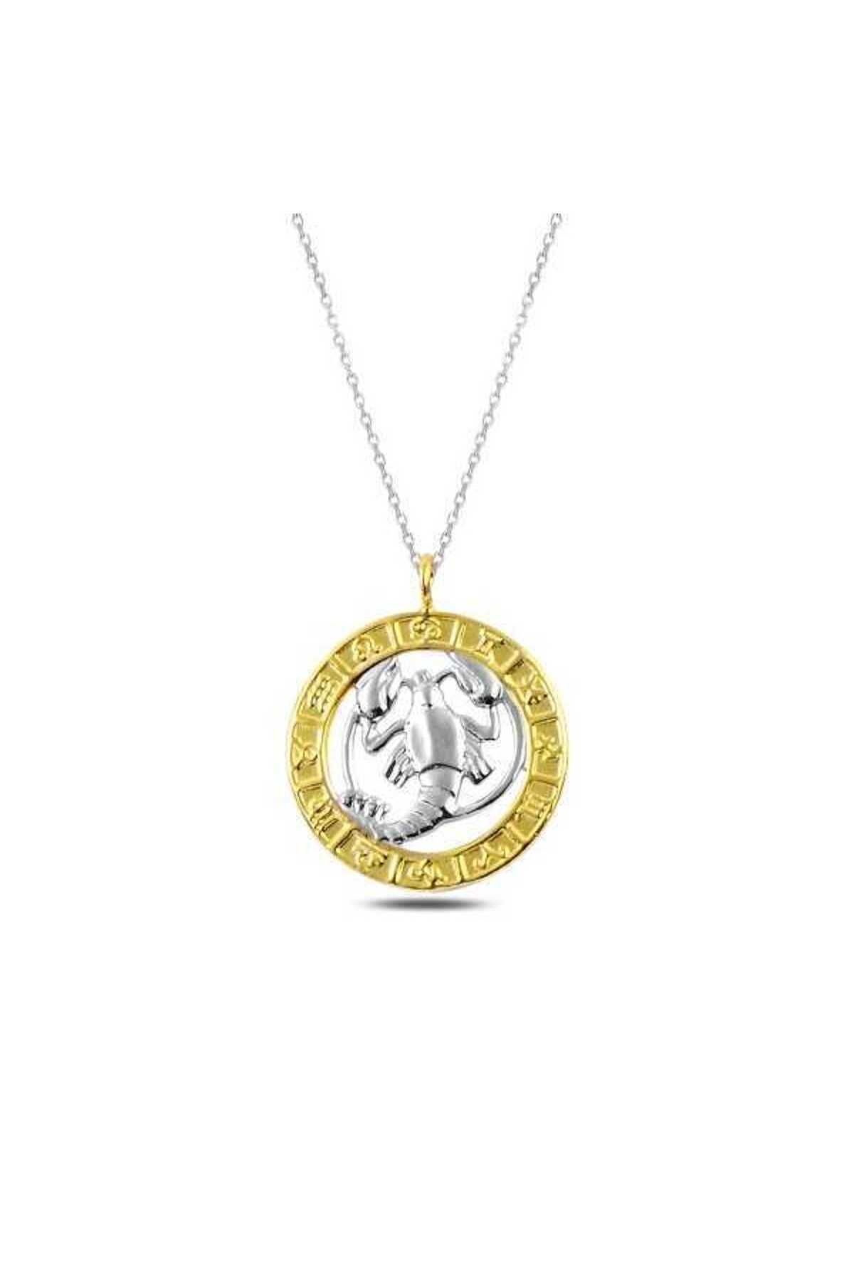 ecepazarlama Gümüş Gold Yengeç Burcu Kolye