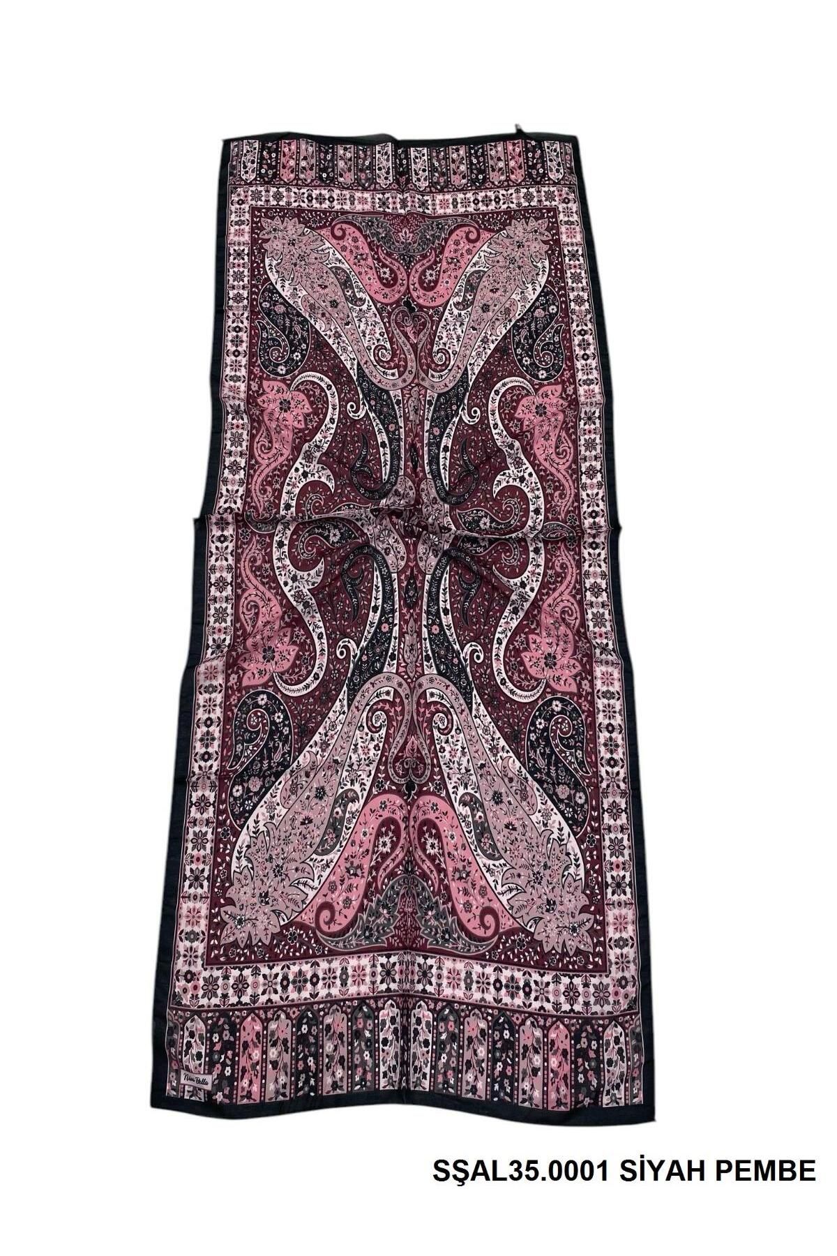 NİSA İPEK SOFT ŞAL SİYAH PEMBE (SŞAL35)