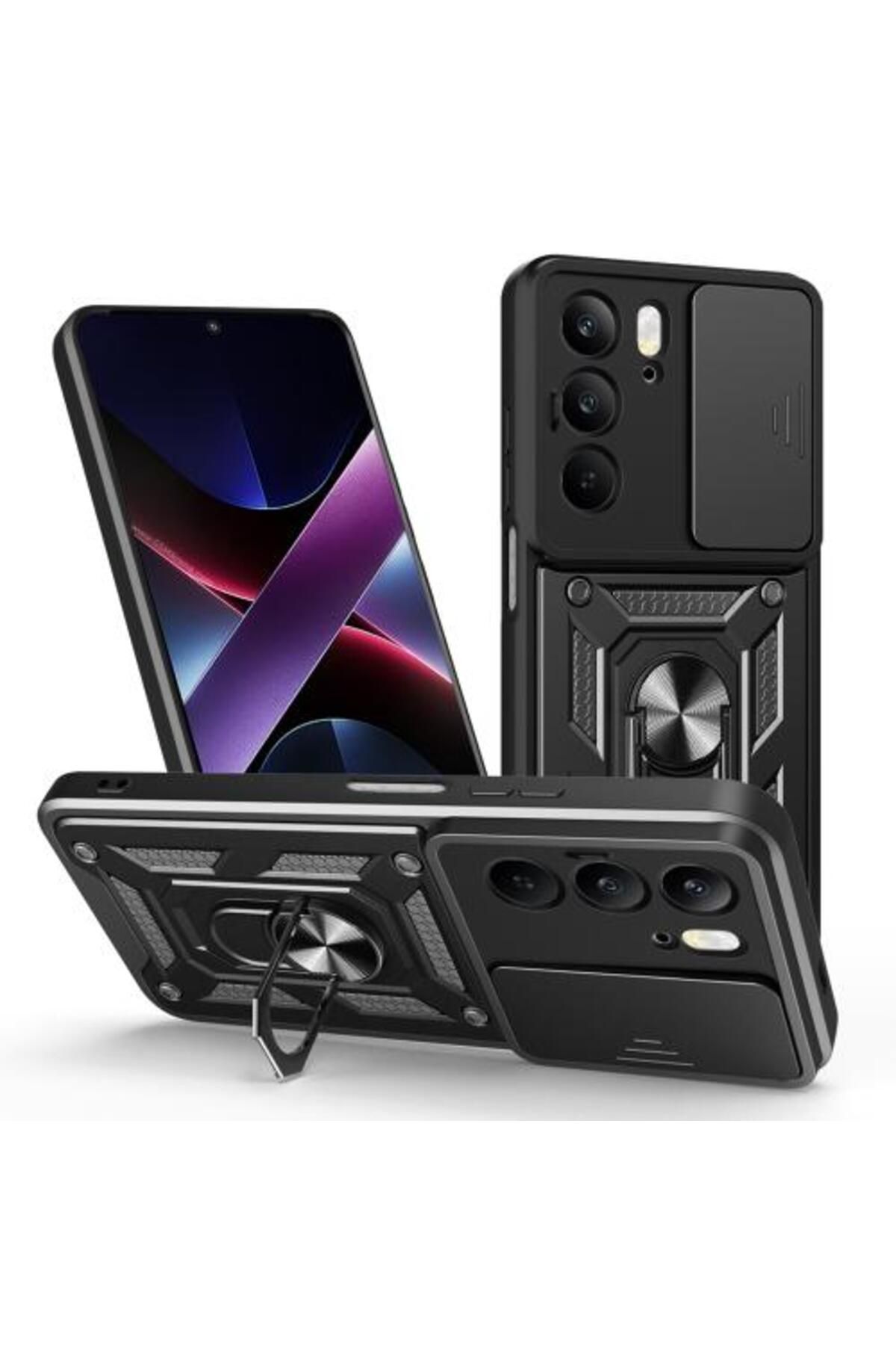 Teleplus Realme C75 Kılıf Pars Yüzüklü Kamera Sürgülü Tank Kapak
