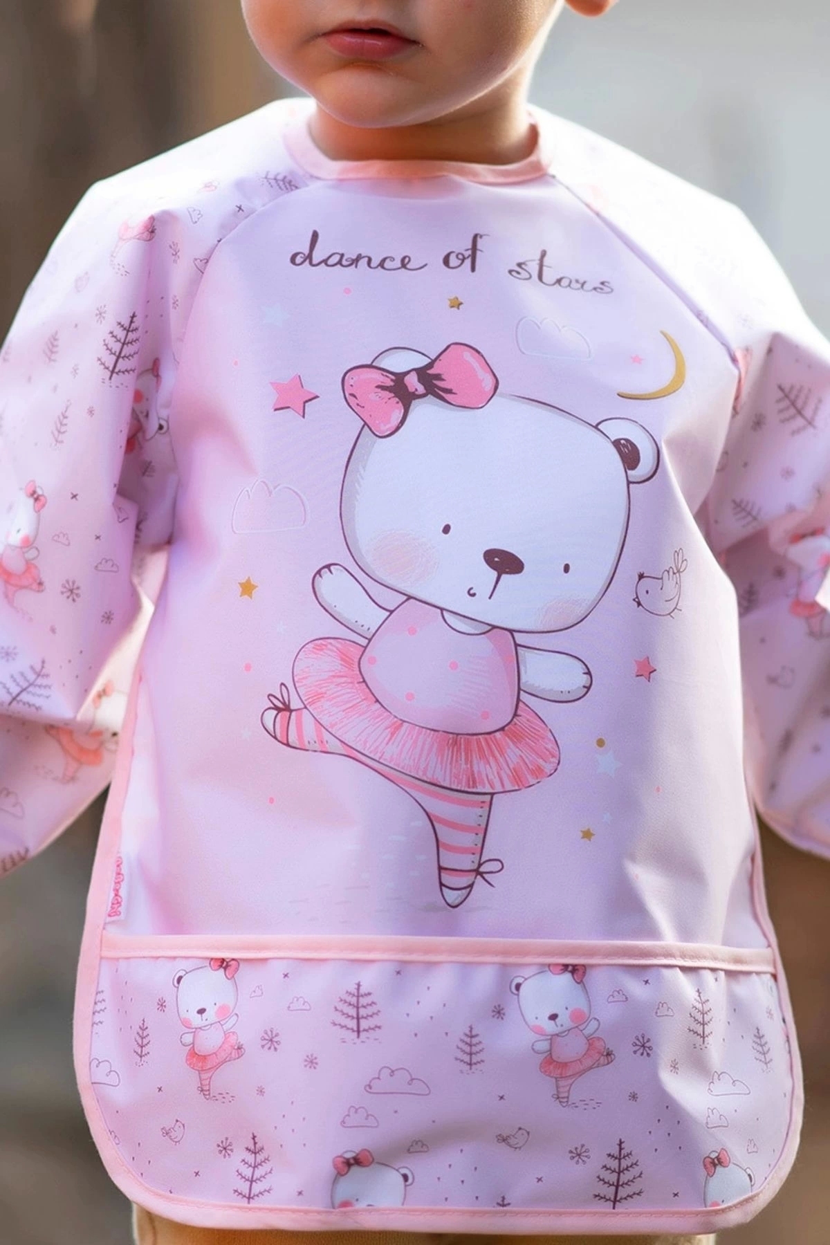 Bebechi 2 Adet 0-3 Yaş Sevimli At Balerin Ayı Desen Bebek Mama Önlüğü fotoğrafı 3 (önizleme)