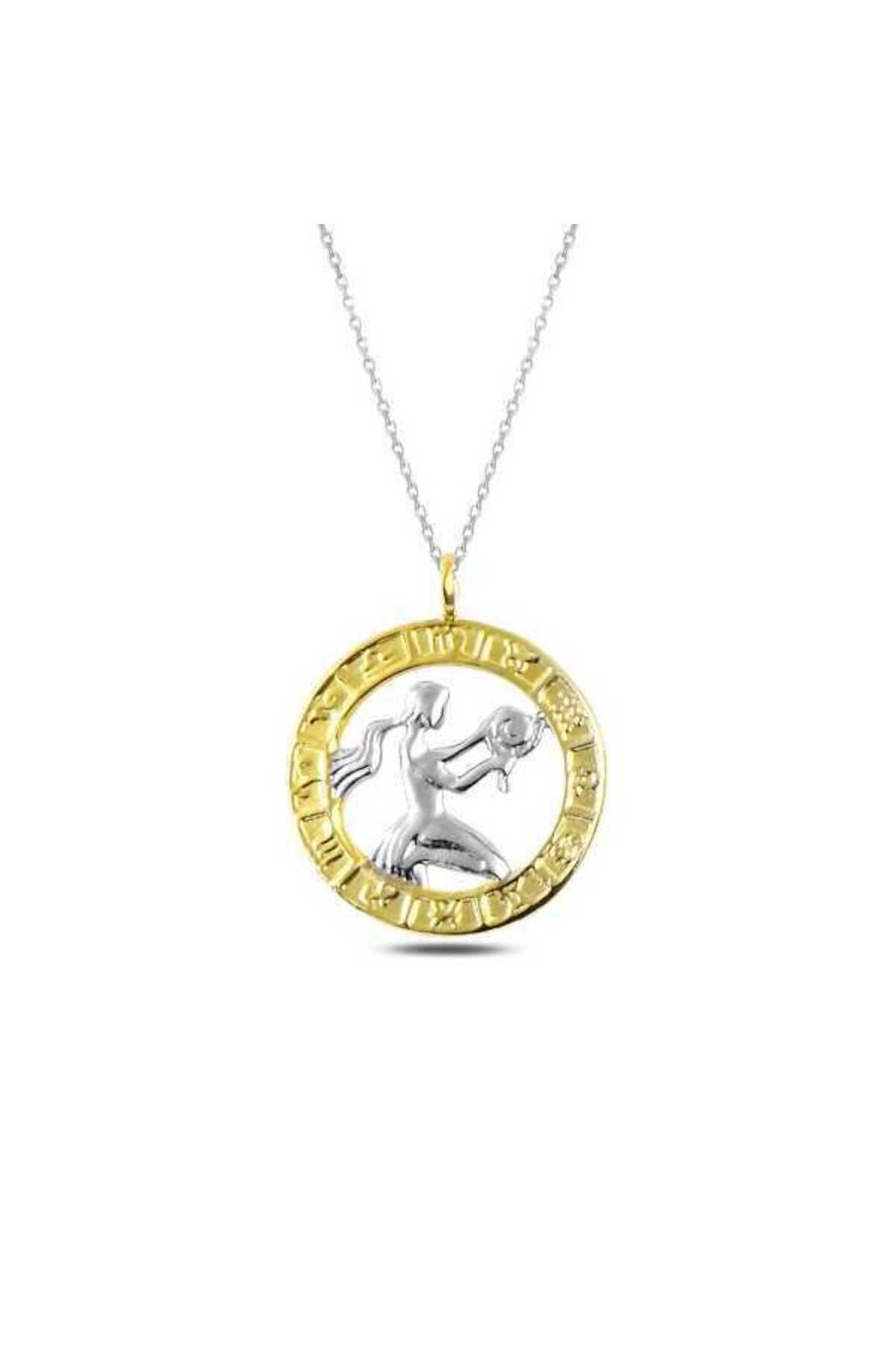 ecepazarlama Gümüş Gold Başak Burcu Kolye
