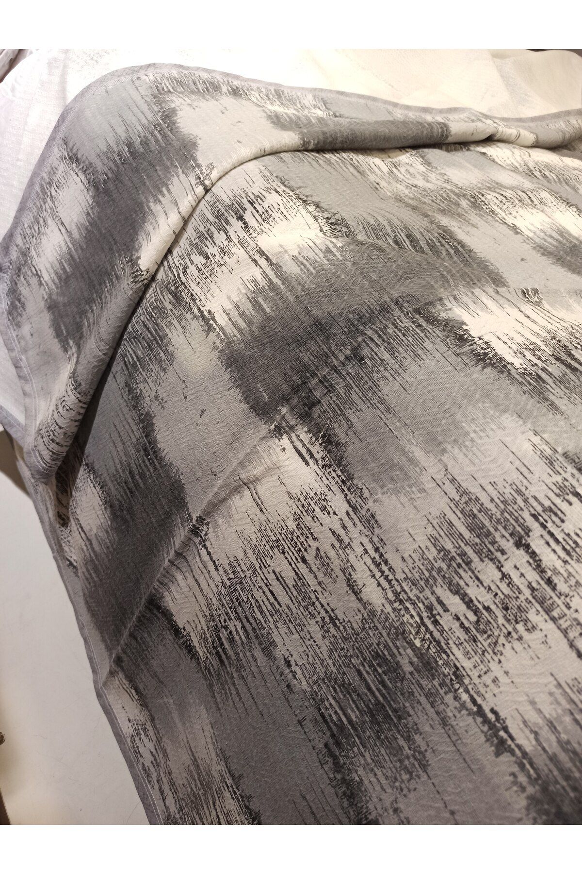 ŞENER HOME-Patchwork Pattern Printed 200X240 Cm. Double (Battal) Single Pike - Gray&Brown 4