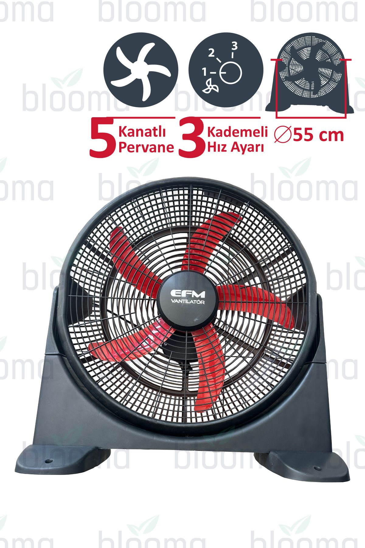 Blooma 3 Kademeli Büyük Boy Yer Tipi Vantilatör