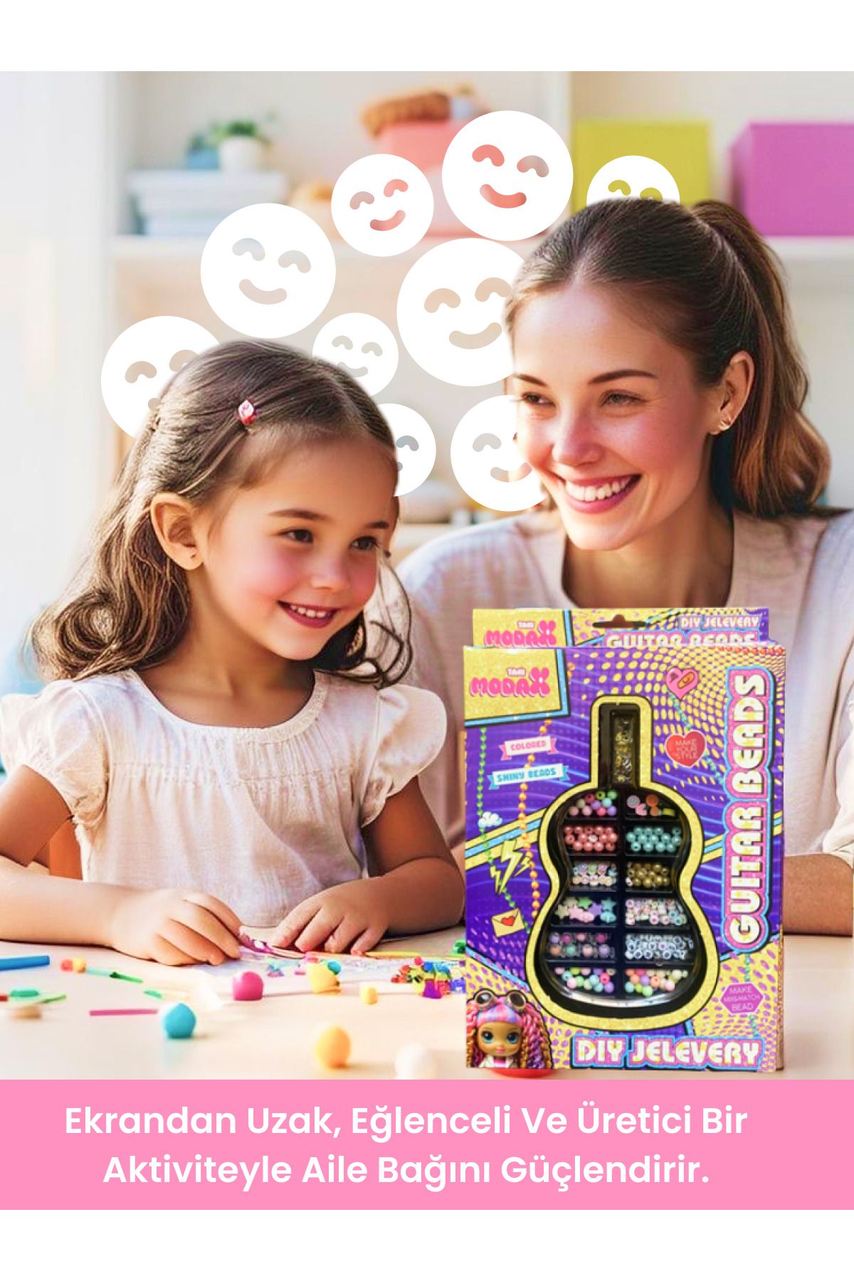 oyuncak.co Gitar Beads Takı Yapım Seti | 3+ Yaş Boncuklu El Becerisi Oyunu