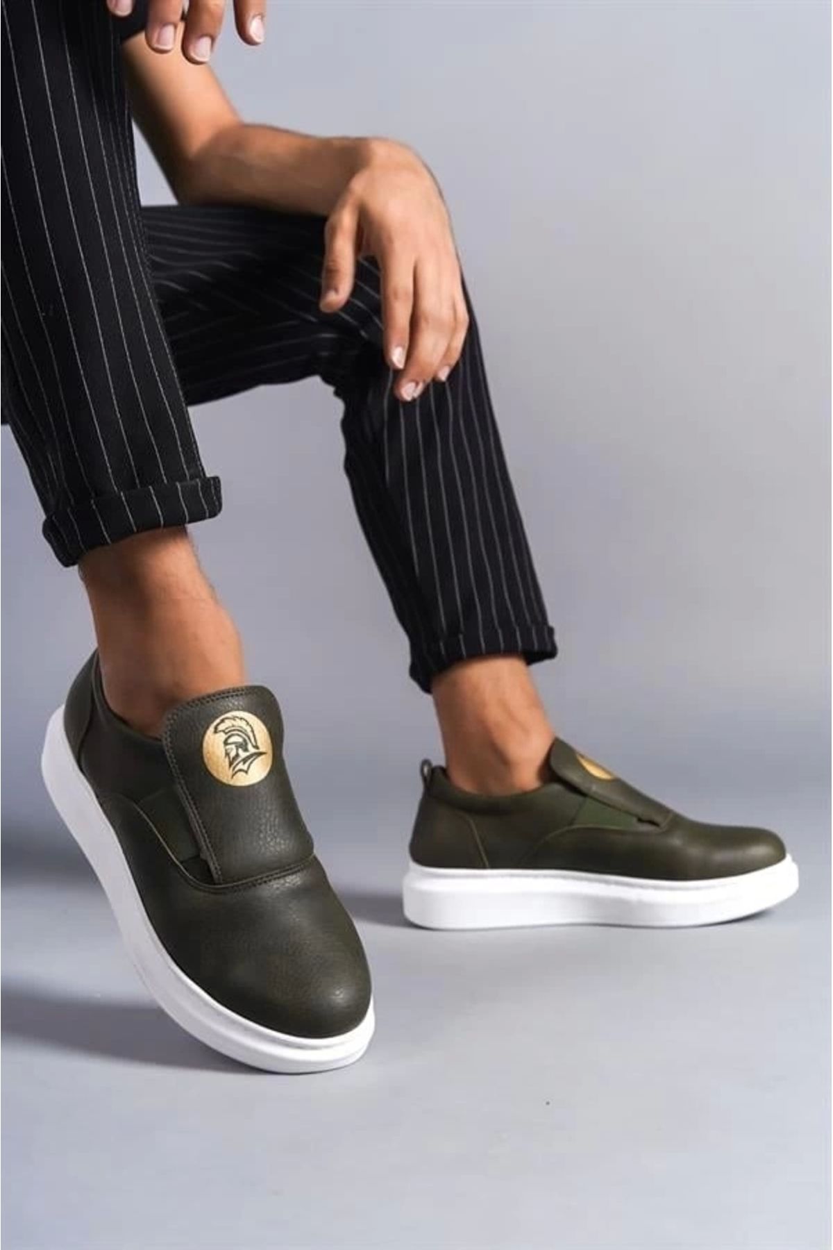 Store SLW161 Hippo Bağcıksız Cilt Erkek Günlük Sneaker Ayakkabı CBT - Haki