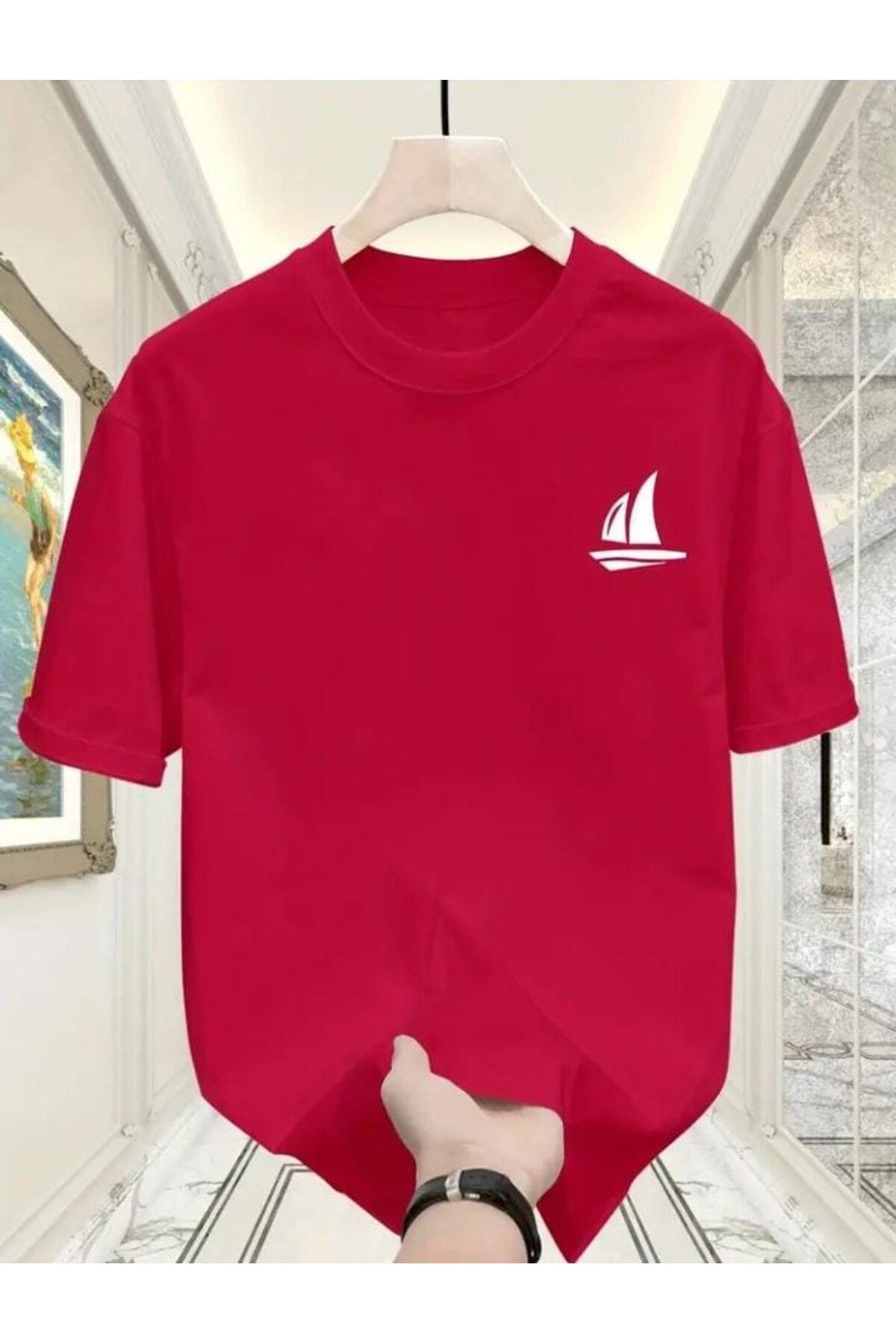 TekTarzz Unisex Yelkenli Baskılı Tasarım Tshirt