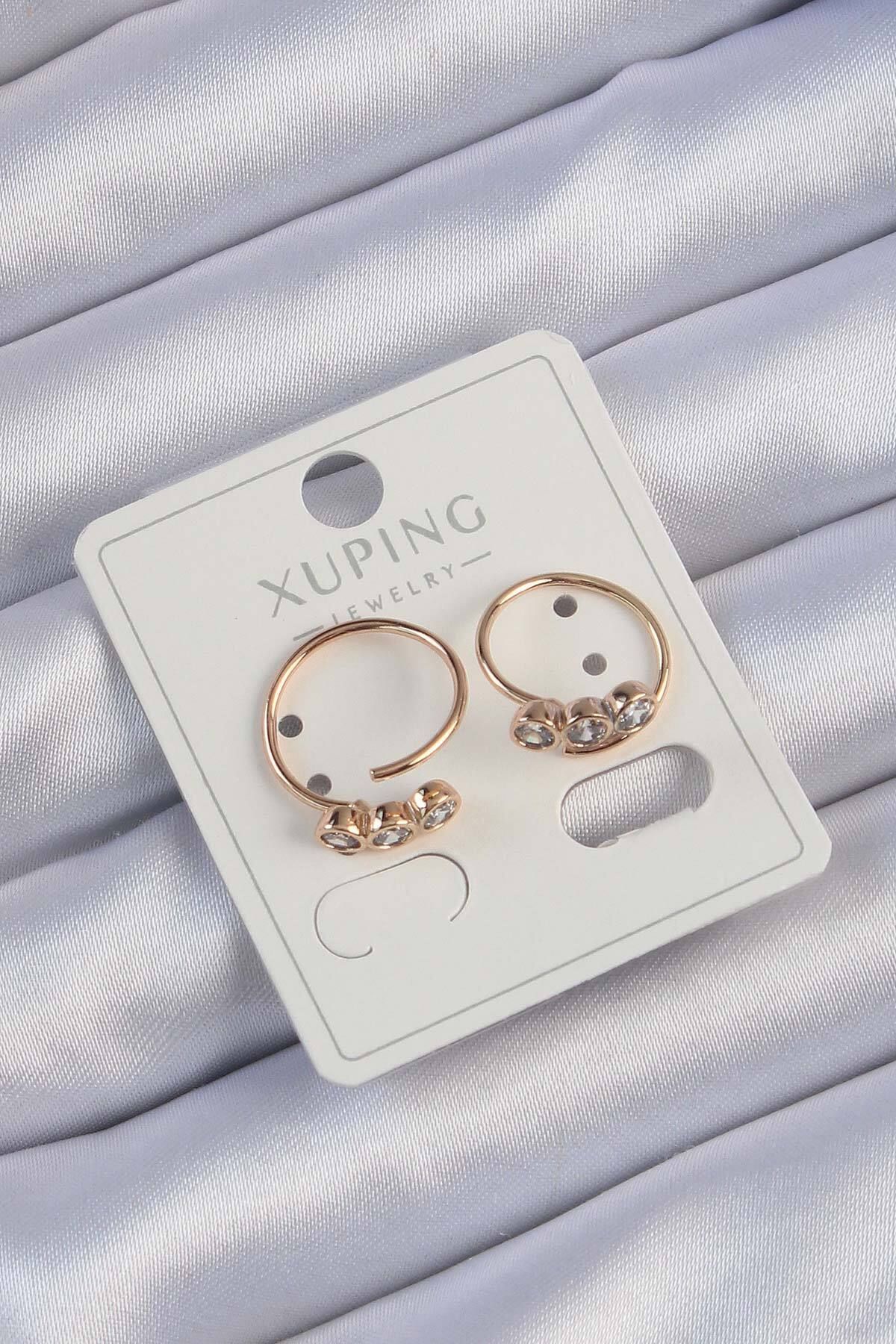 melfxxl eticaret Xuping Rose Renk Zirkon Taşlı Su Yolu Küpe - Lisinya