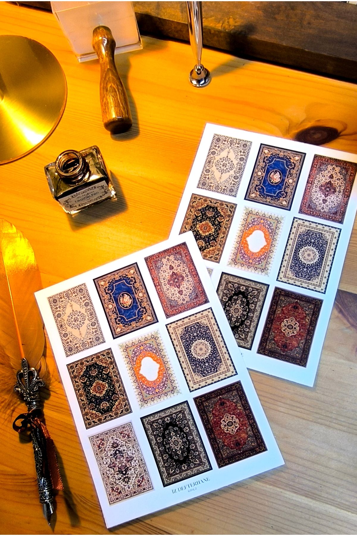 İZ DEFTERHANE Kilim Desenli Geleneksel Motifler Çıkartma & Stiker