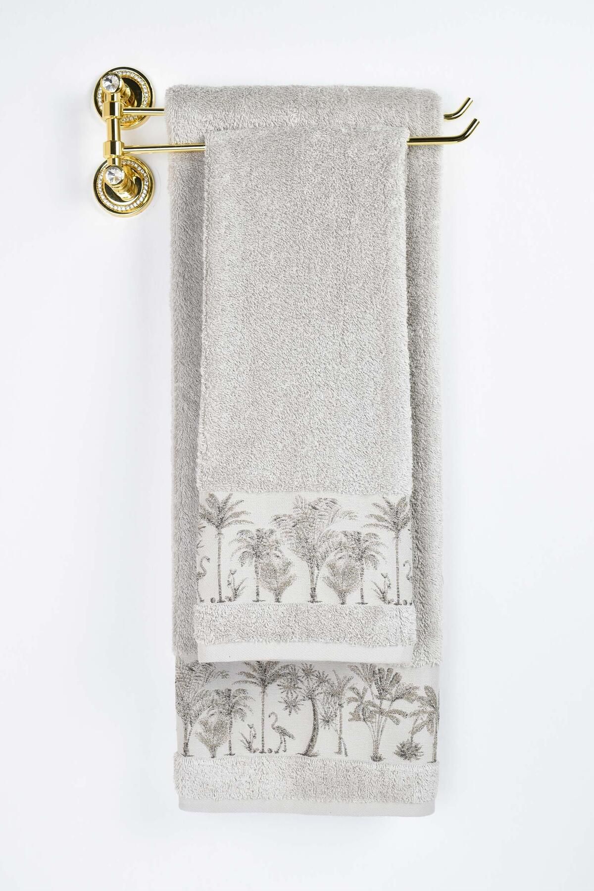 Biriz Moda Palm Bambu Banyo Havlusu - Bej