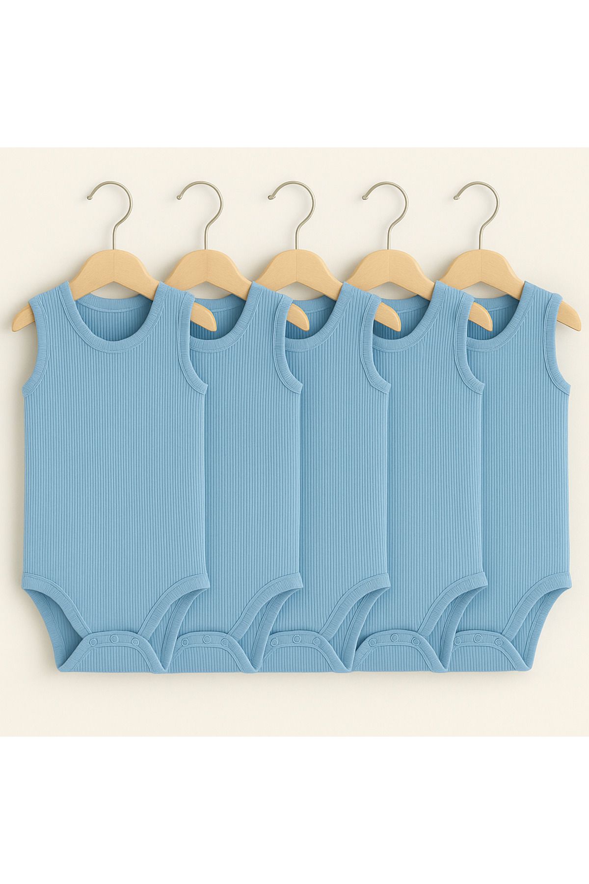 HEPSİ BEBEK %100 Organik Pamuklu 5’li Askılı Bebek Atlet Zıbın Seti - Bebek Badi – Unisex Pembe Renk - İç Giyim