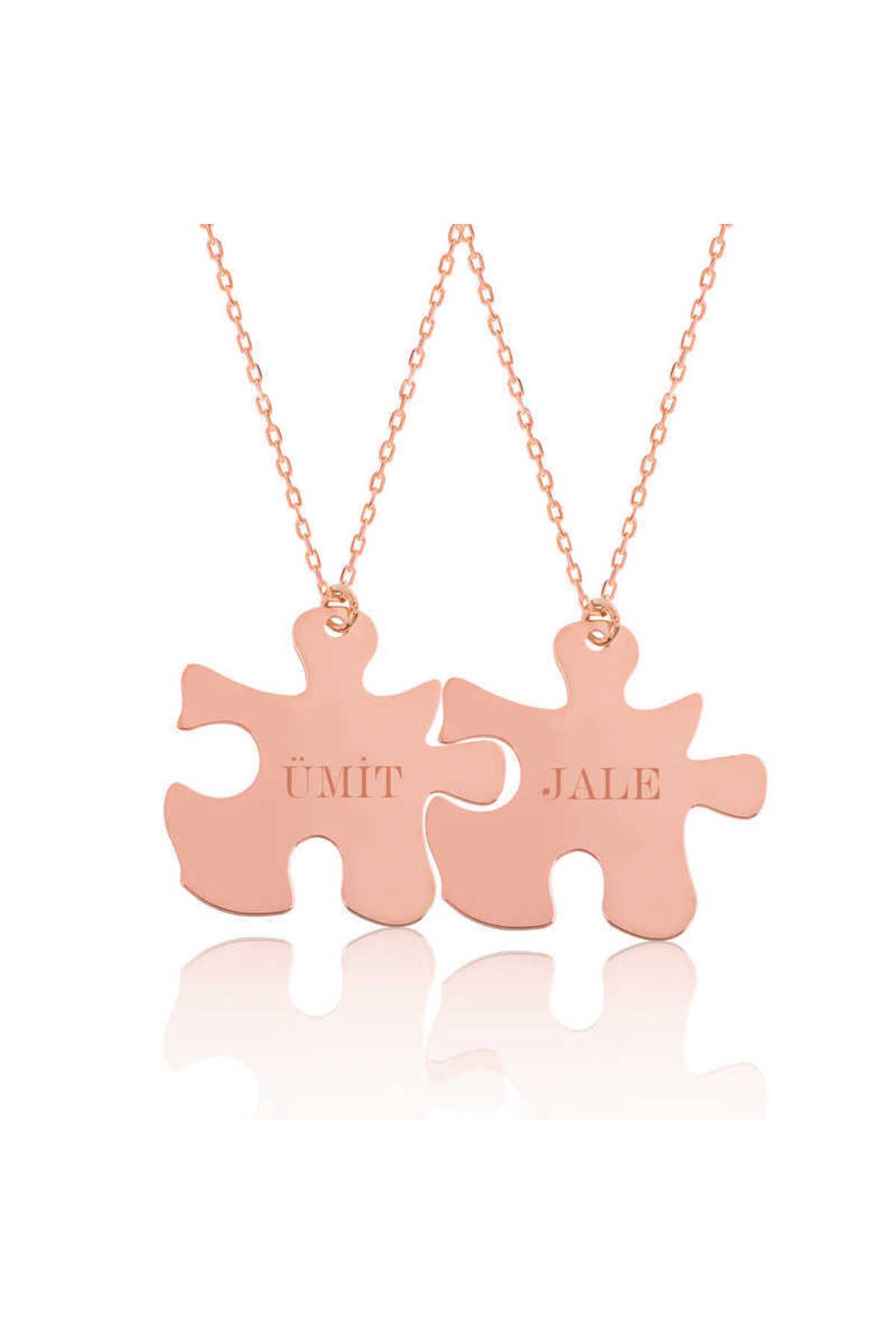 ecepazarlama Gümüş Rose Kişiye Özel Puzzle İsimli Kolye