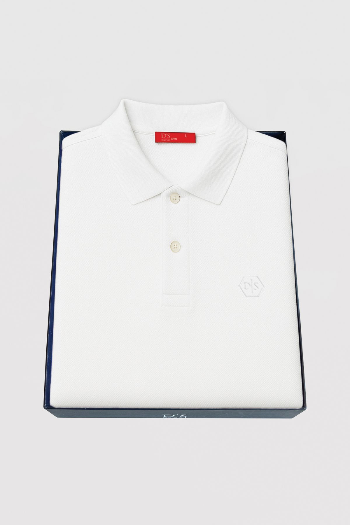 D'S Damat Ds Damat Slim Fit Beyaz Kutulu Polo Yaka T-Shirt