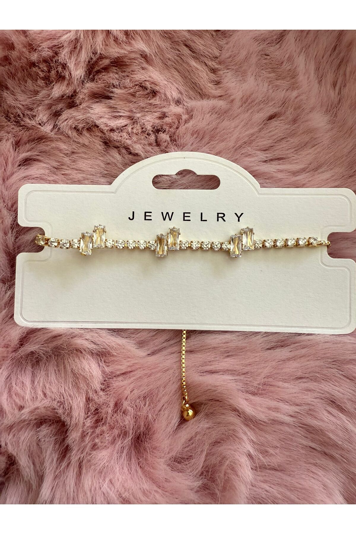 Butik Zarif Baguette Kesim Taşlı Çelik Bileklik - Su Yolu Model