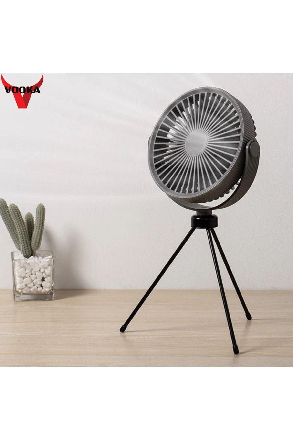 gunkes Vantilatör Masa Fan Tripodlu Led Işıklı Kamp Fanı Askılı Çok Fonksiyonlu Outdoor