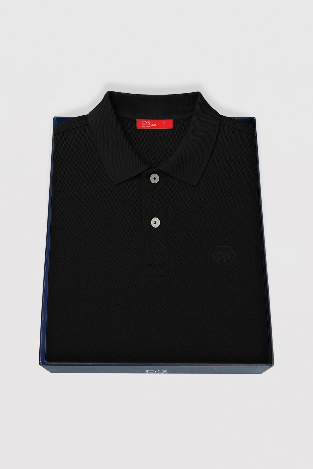 D'S Damat Ds Damat Slim Fit Siyah Kutulu Polo Yaka T-Shirt
