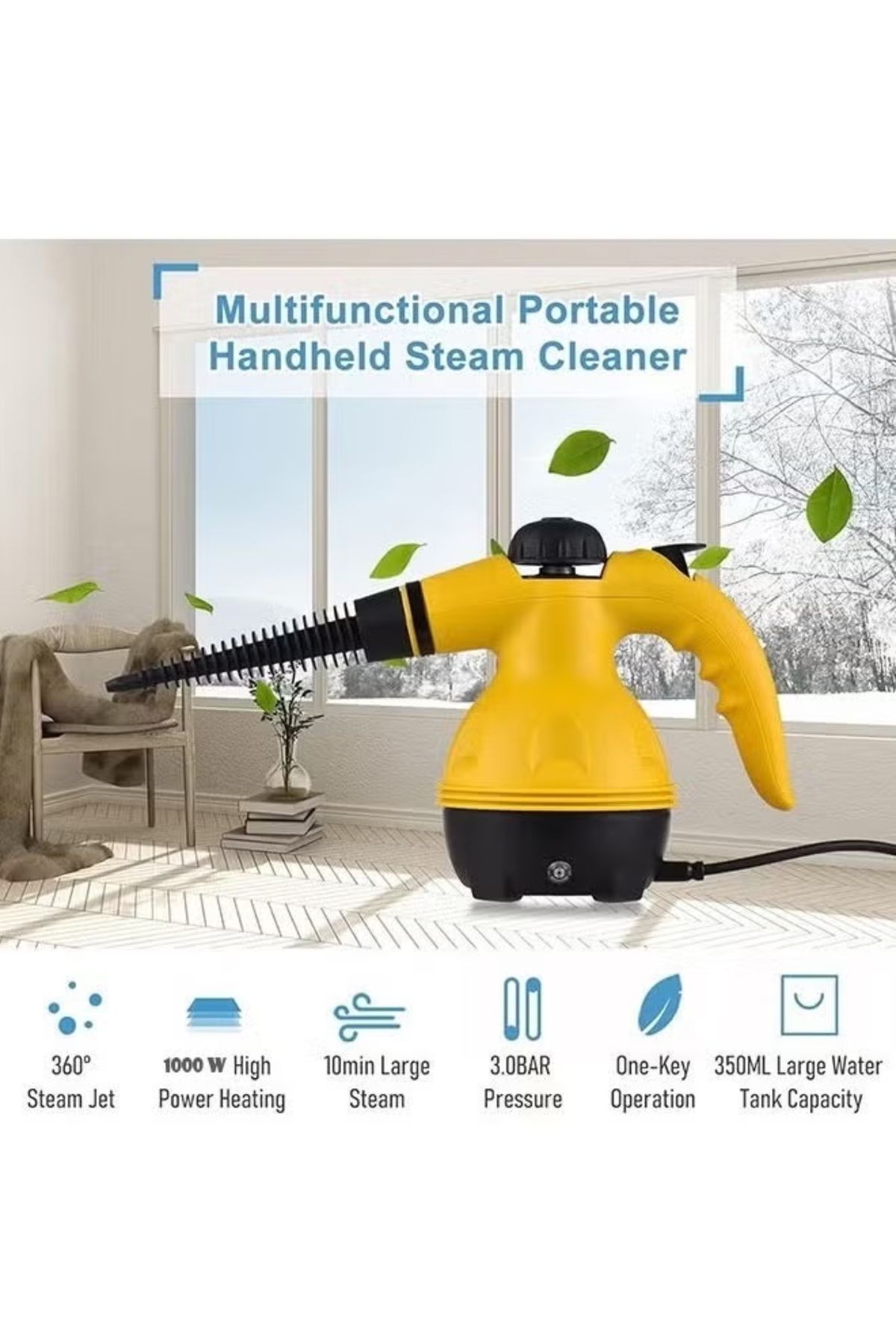Cady One-2 in 1 Rotating Mop and Bucket Set with 4 Microfiber Pads and 1 Pressure Steam Cleaner 350ML1000W 8