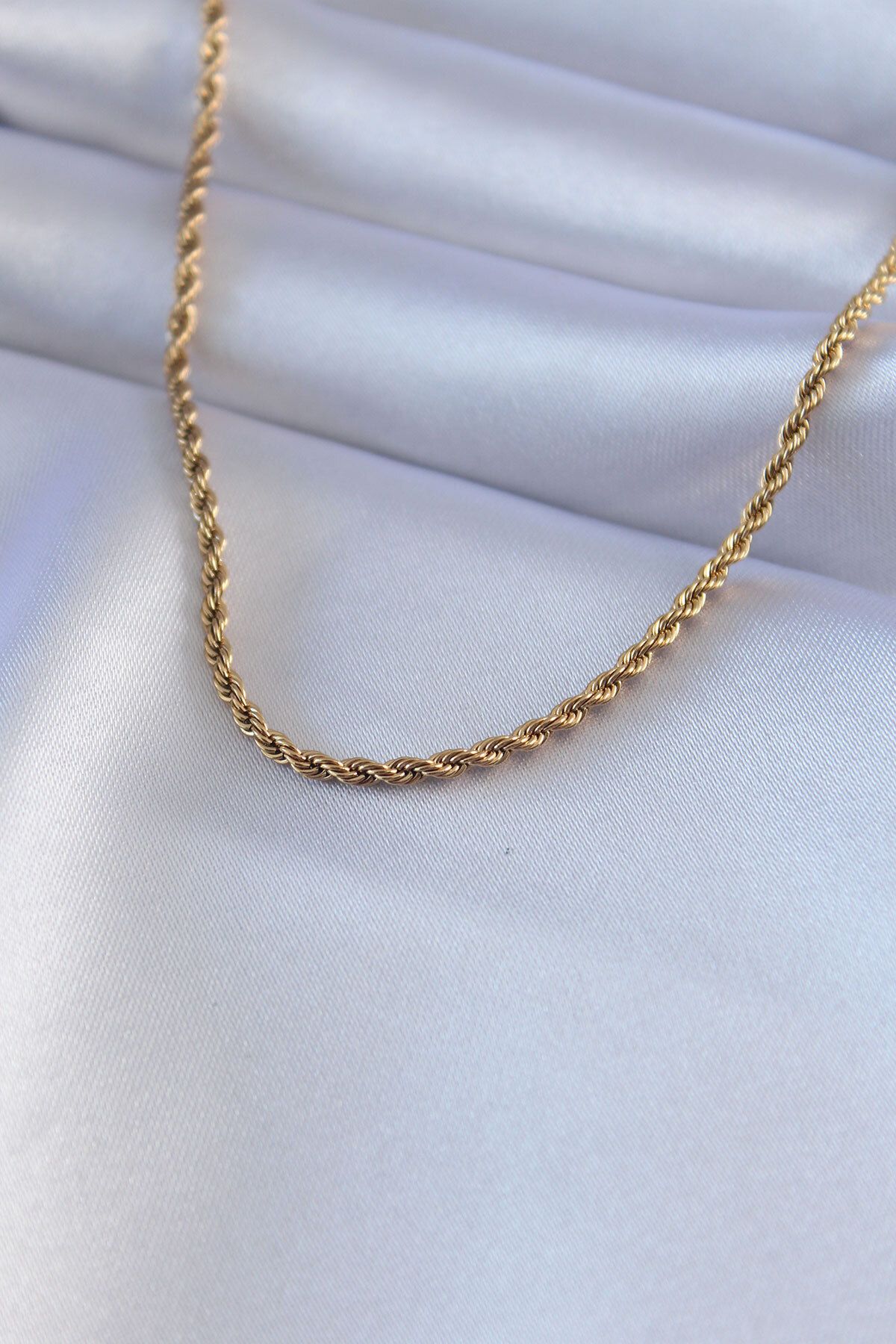 melfxxl eticaret 316L Çelik Gold Renk Burgu Model 45 cm Kadın Kolye - Lisinya