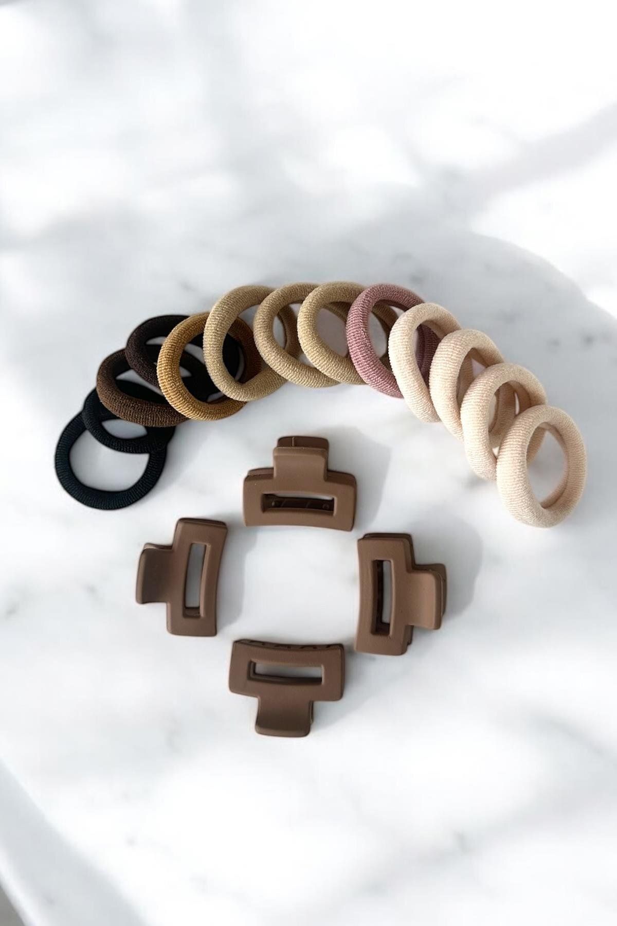TAKIŞTIR Karışık Renk Lastik Toka Ve Mini Mandal Toka Set