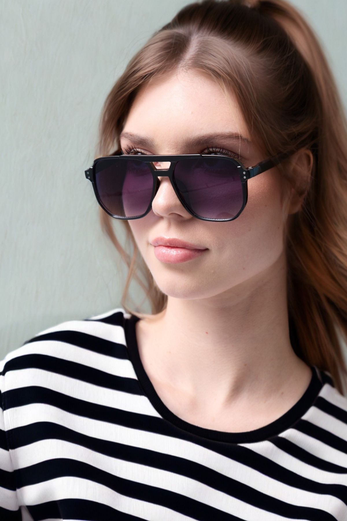 Chunky Frame Unisex Siyah Güneş Gözlüğü 2035