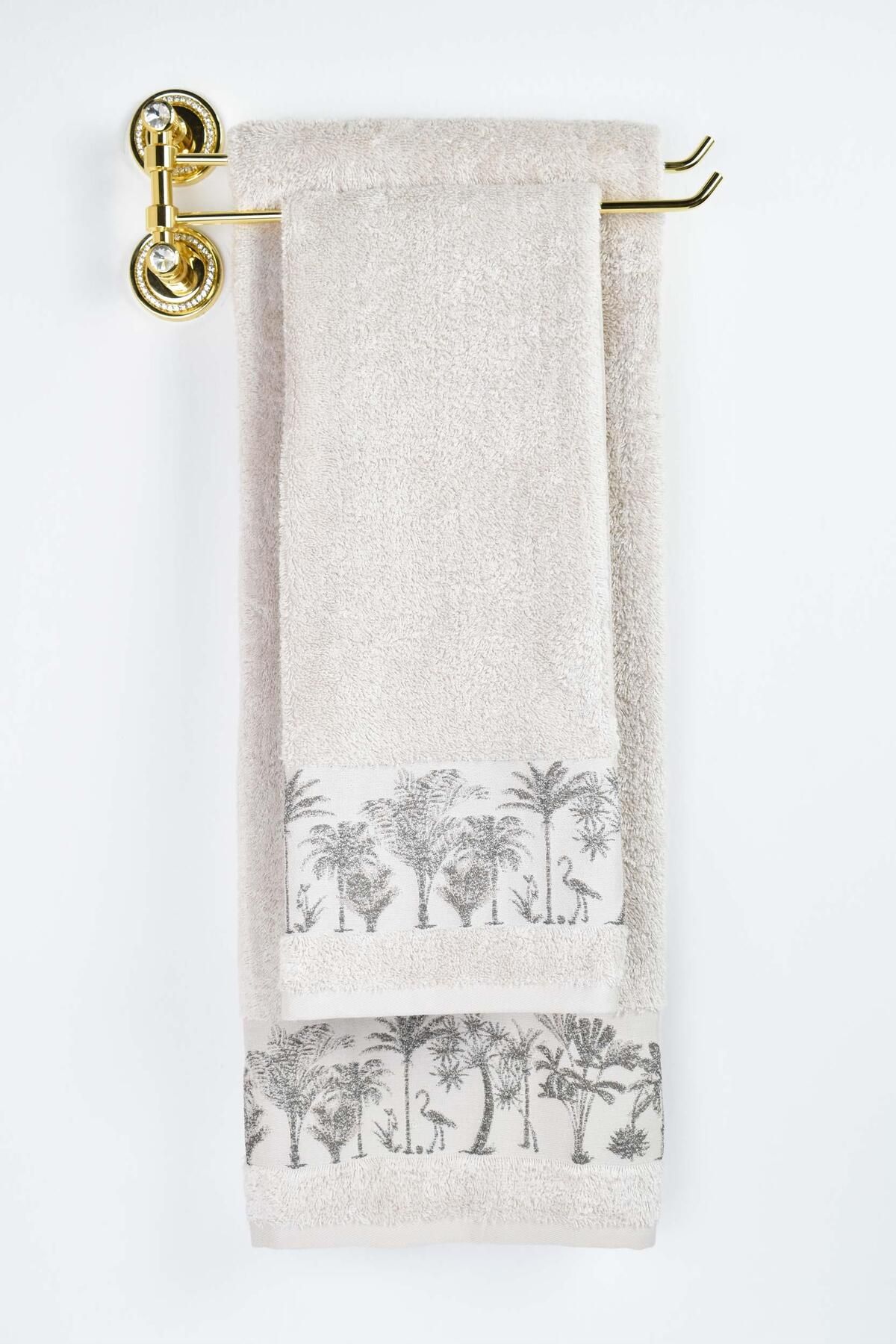 Biriz Moda Palm Bambu Banyo Havlusu - Taş