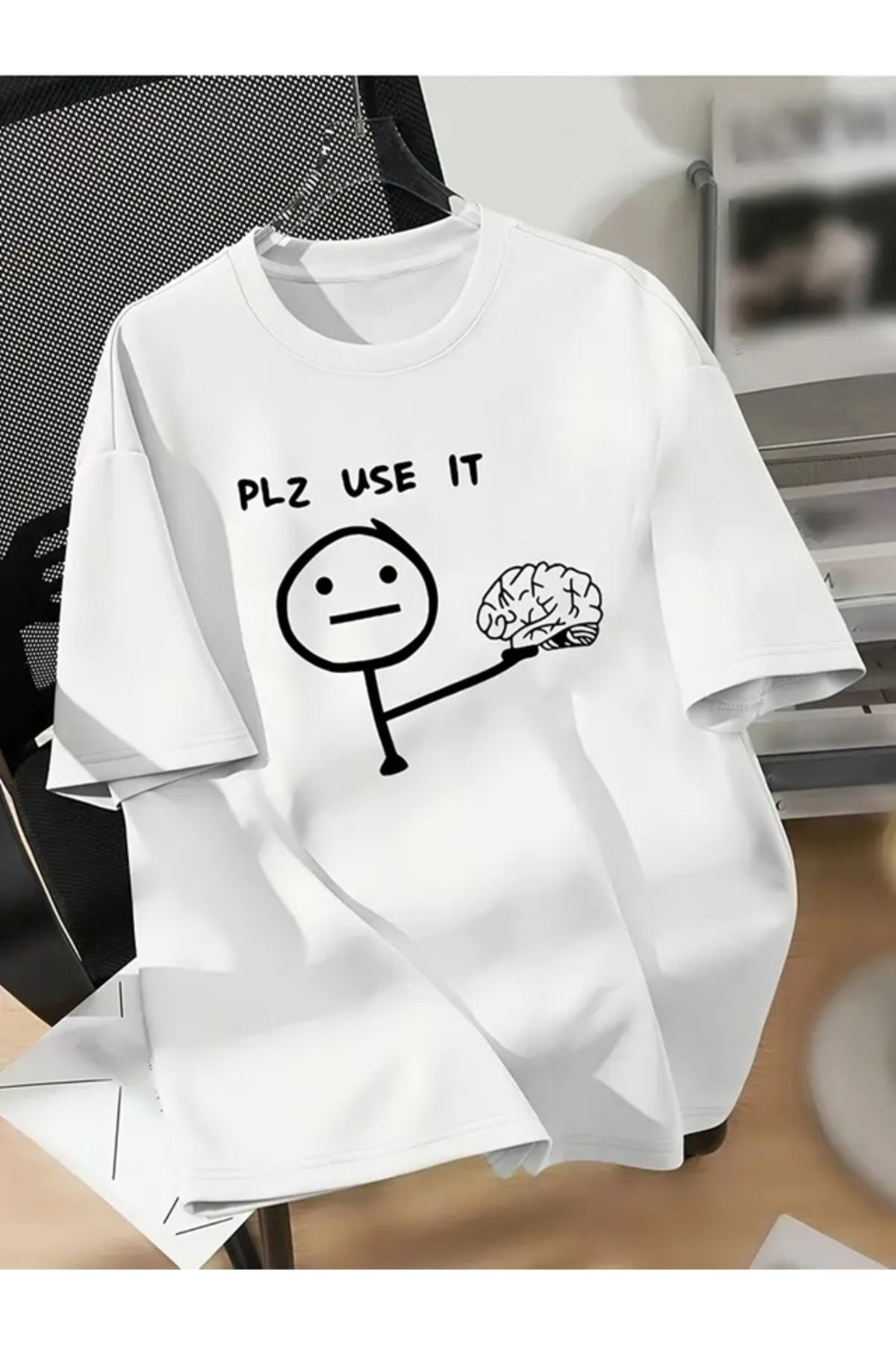Touz Moda Plz Use it Baskılı Unisex Oversize T-shirt