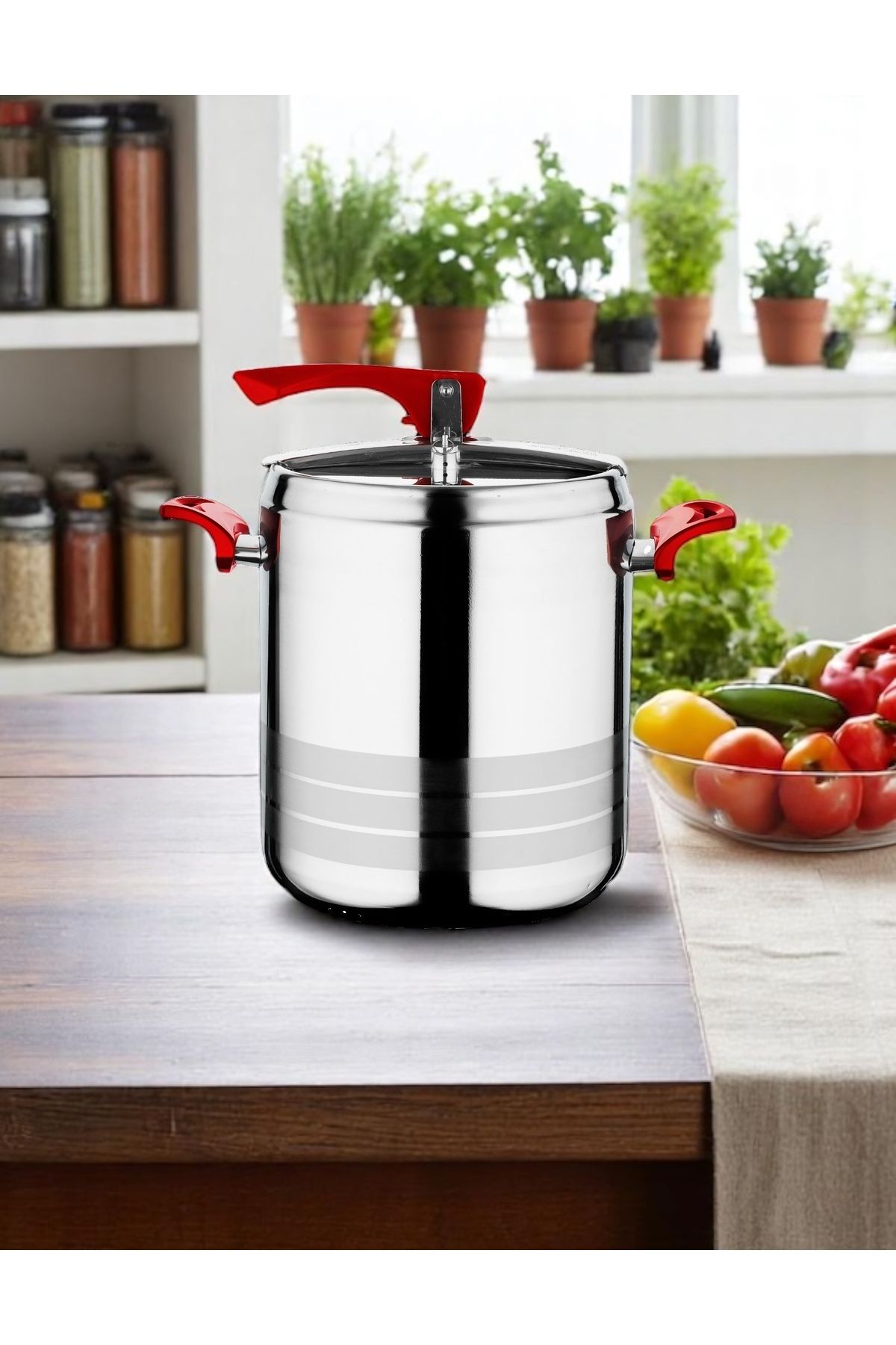 Ulutaş Çelik Düdüklü Tencere Kırmızı Kulp 12,0 Litre