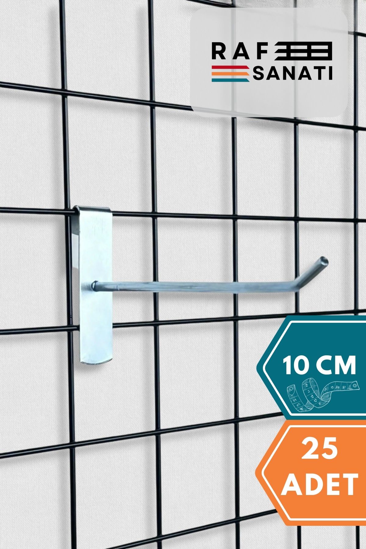 Raf Sanatı Tel Pano Kancası 10 cm - Askı Kanca Raf Askısı Raf Aksesuar Tel Askı Çorap Kancası
