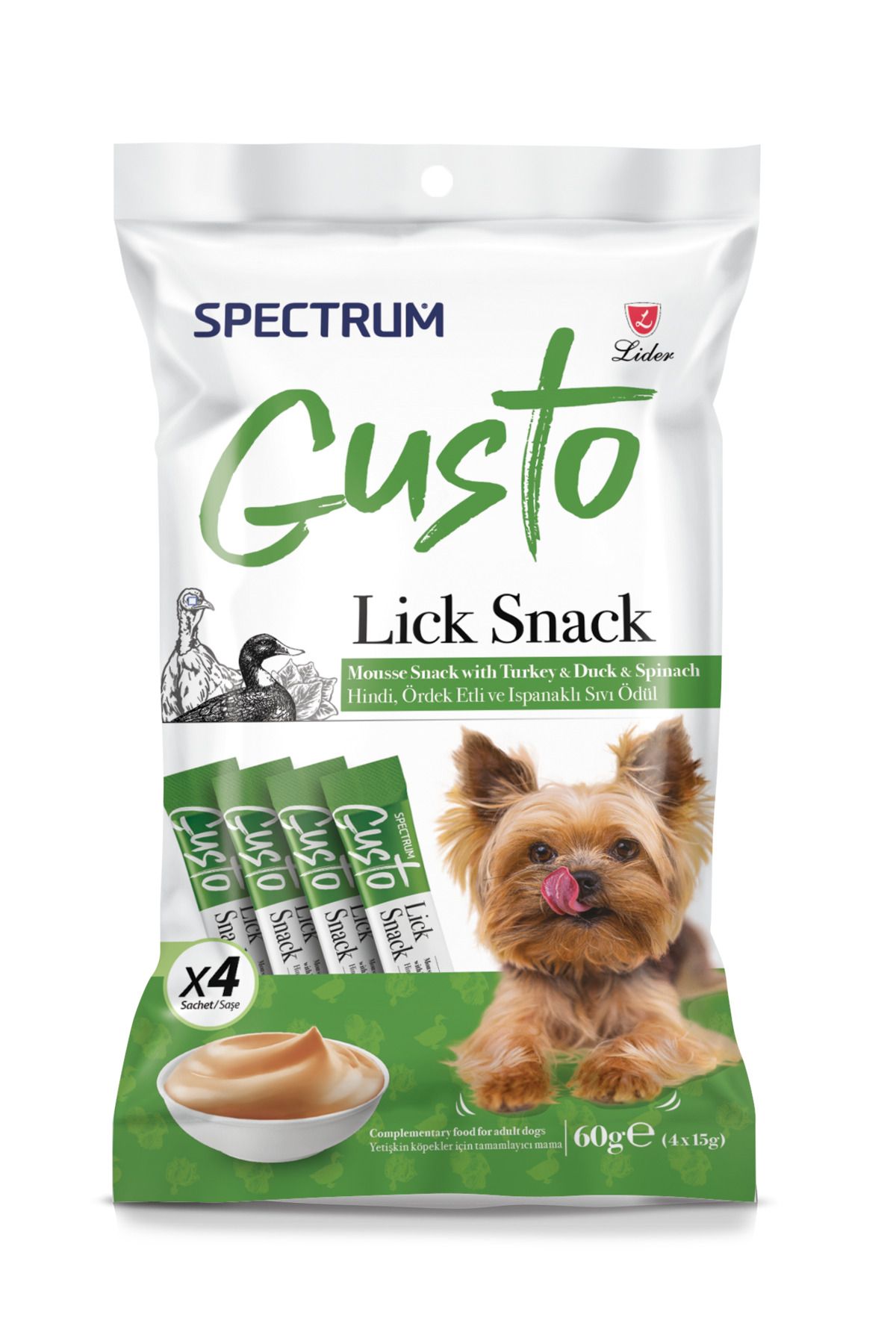 Spectrum Gusto Hindi, Ördek Etli ve Ispanaklı Köpek Sıvı Ödülü 4x15 G