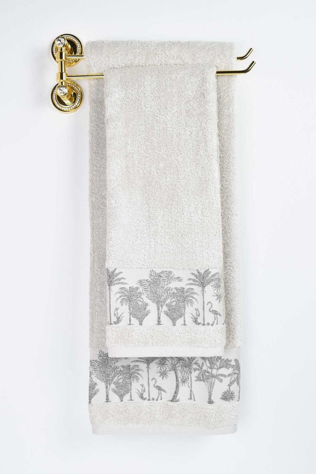 Biriz Moda Palm Bambu Banyo Havlusu - Pudra